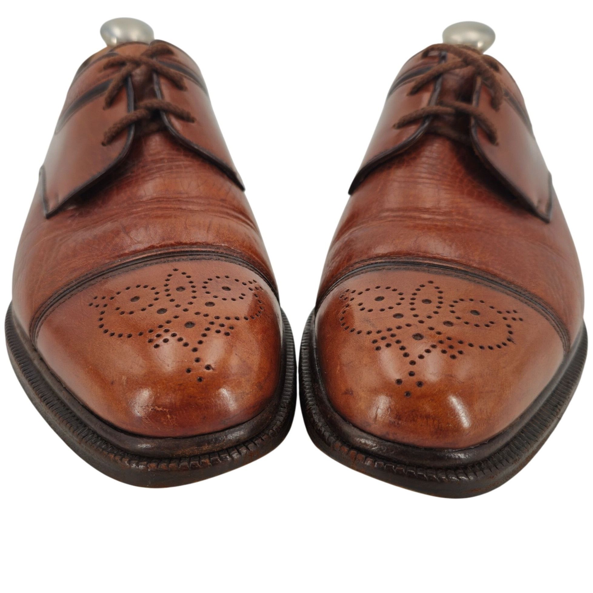 Testoni A. Testoni Italian Cognac Brown Leather Dress Shoes Cap-toe Size US 8 / EU 41 - 2 Thumbnail