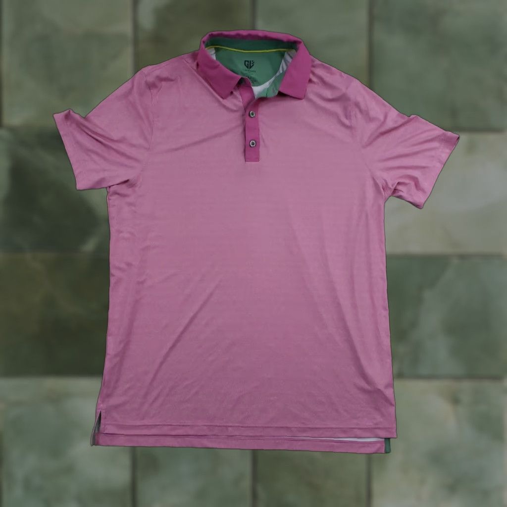 Vintage Graham Luxe Polo Shirt Mens Large Pink Performance Stretch Golf Short Sleeve Shirt Size US L / EU 52-54 / 3 - 1 Thumbnail