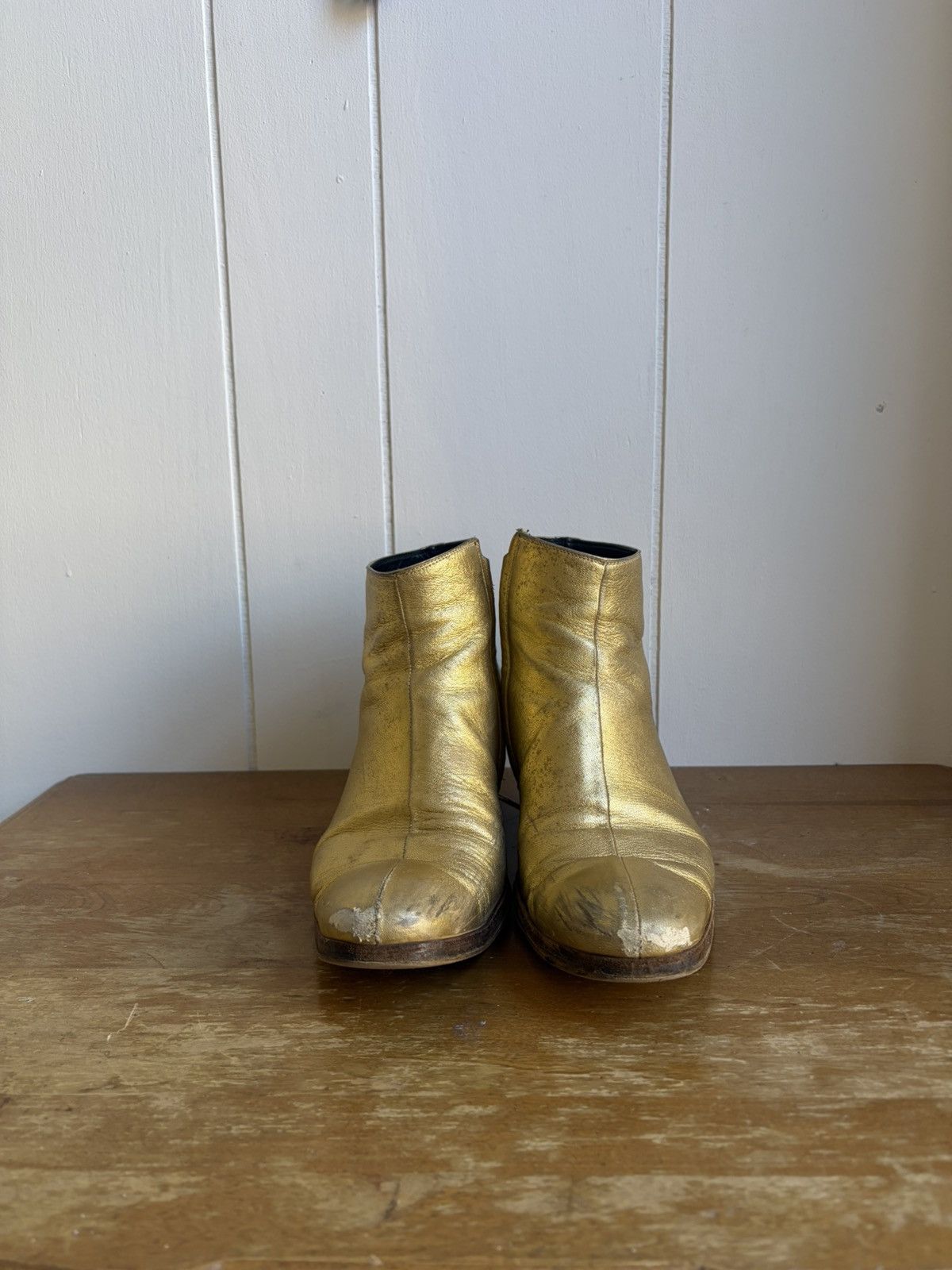Dior Homme AW05 Gold 6.5 Cuban Heel Boots