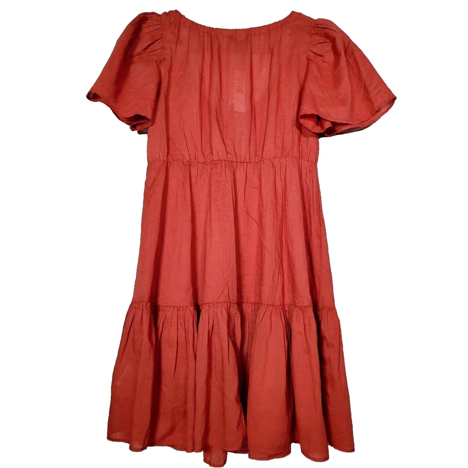 J.Crew VINTAGE J.CREW Cotton Voile Tiered Button Down Beach Dress Summer Red Women's S Beach Dress Midi White? Size S / US 4 / IT 40 - 2 Thumbnail