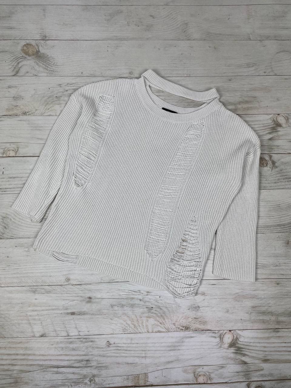 image of Avant Garde x Diesel Vintage Diesel Distressed Knit Sweater Y2K Japan White M, Men's (Size Small)