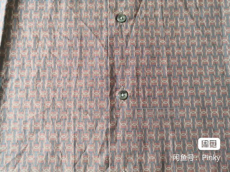 Hermes Hermes size 41 Men's shirt, burgundy, 100% pure cotton Size US S / EU 44-46 / 1 - 7 Thumbnail