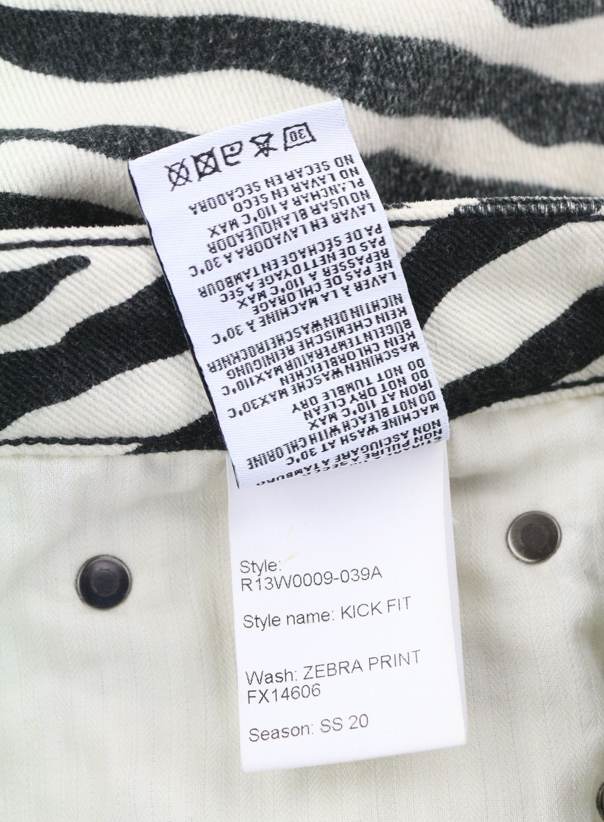 R13 KICK FIT 27 Zebra Print Ankle Cropped Flared Jeans 85835 Size 27" / US 4 / IT 40 - 10 Thumbnail