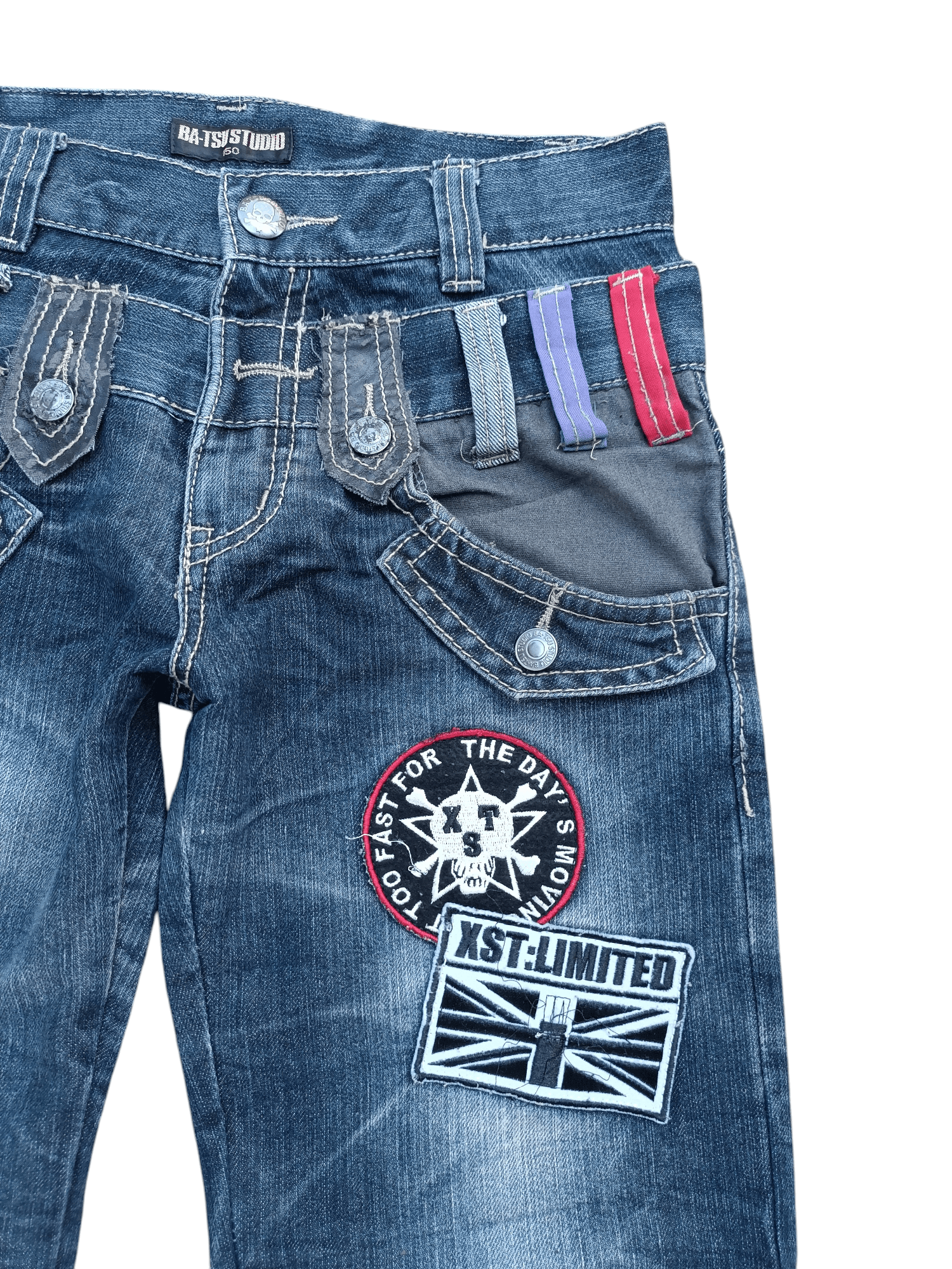 Japanese Brand RARE 🔥 Ba-tsu Studio Double Waist Patchwork Denim Jeans Size US 28 / EU 44 - 6 Thumbnail