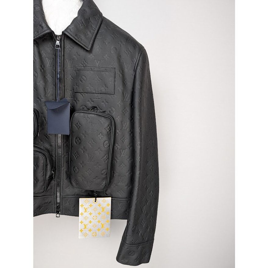 Louis Vuitton o1rshd1 Monogram Embossed Utility Black Leather Jacket Black Size US M / EU 48-50 / 2 - 6 Thumbnail