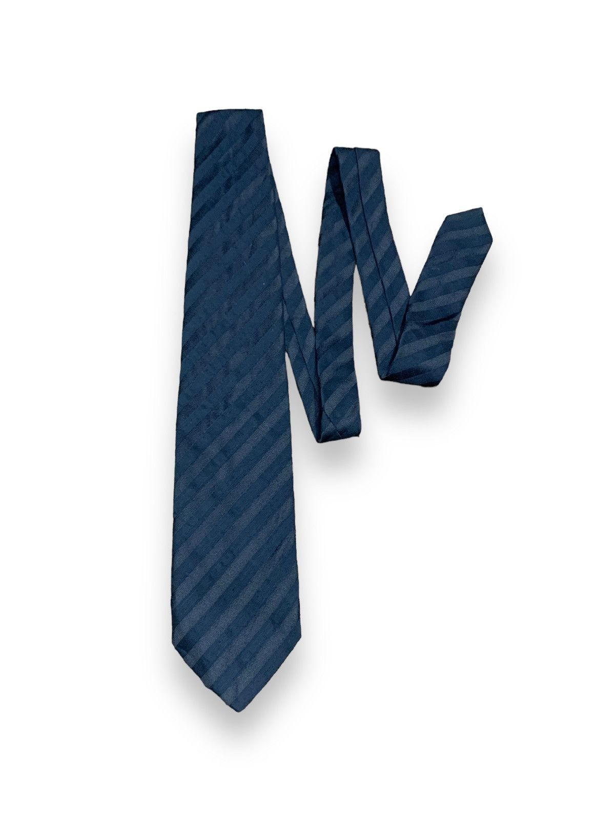 Armani Collezioni × Giorgio Armani Giorgio Armani diagonal stripe dark grey wool neck tie Size ONE SIZE - 2 Thumbnail