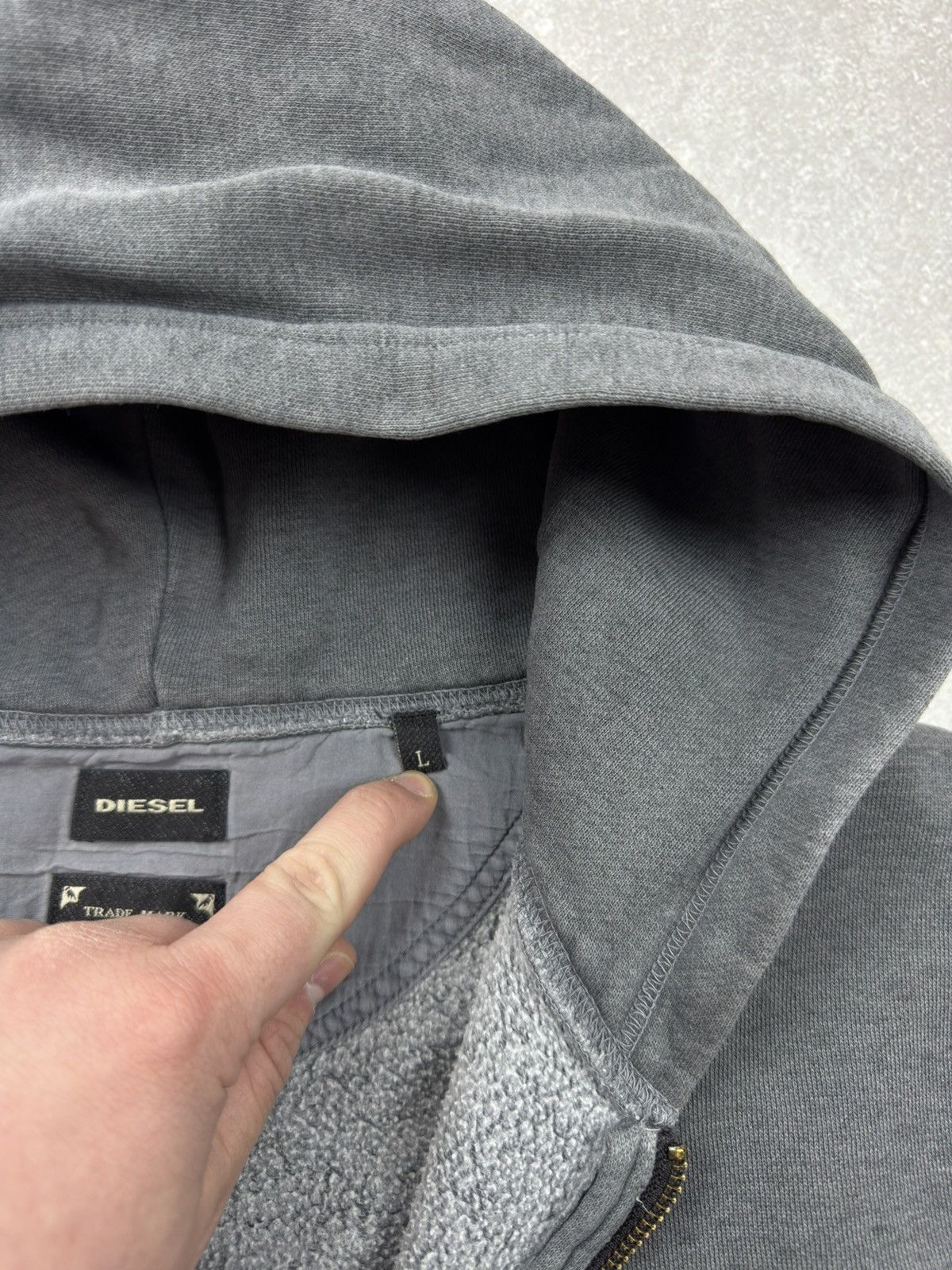 Diesel Vintage Diesel Washed Grey Zip Hoodie Logo size L Size US L / EU 52-54 / 3 - 12 Thumbnail