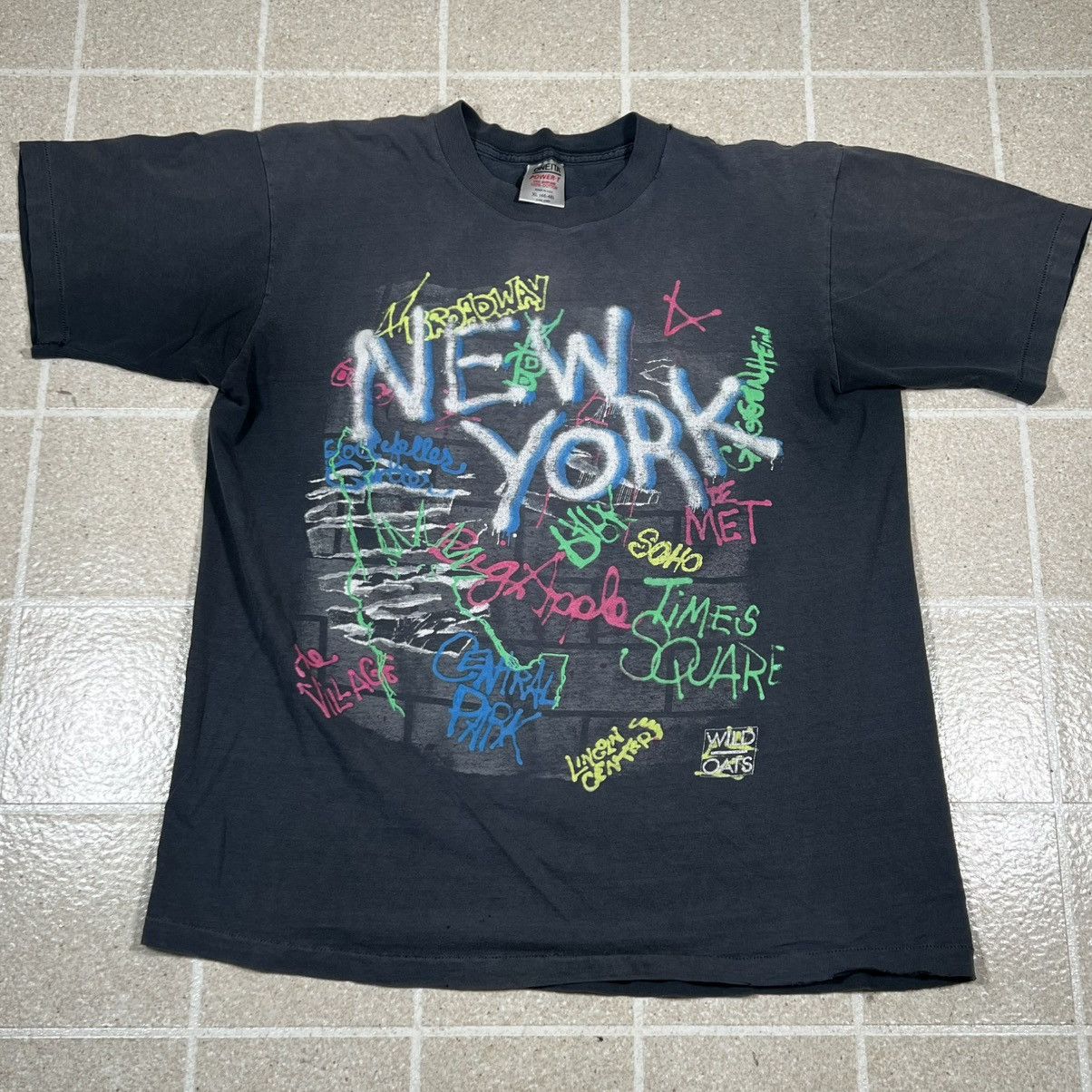 Vintage Vintage 90’s Wild Oats New York City Graffiti Tee Shirt XL Size US XL / EU 56 / 4 - 1 Thumbnail