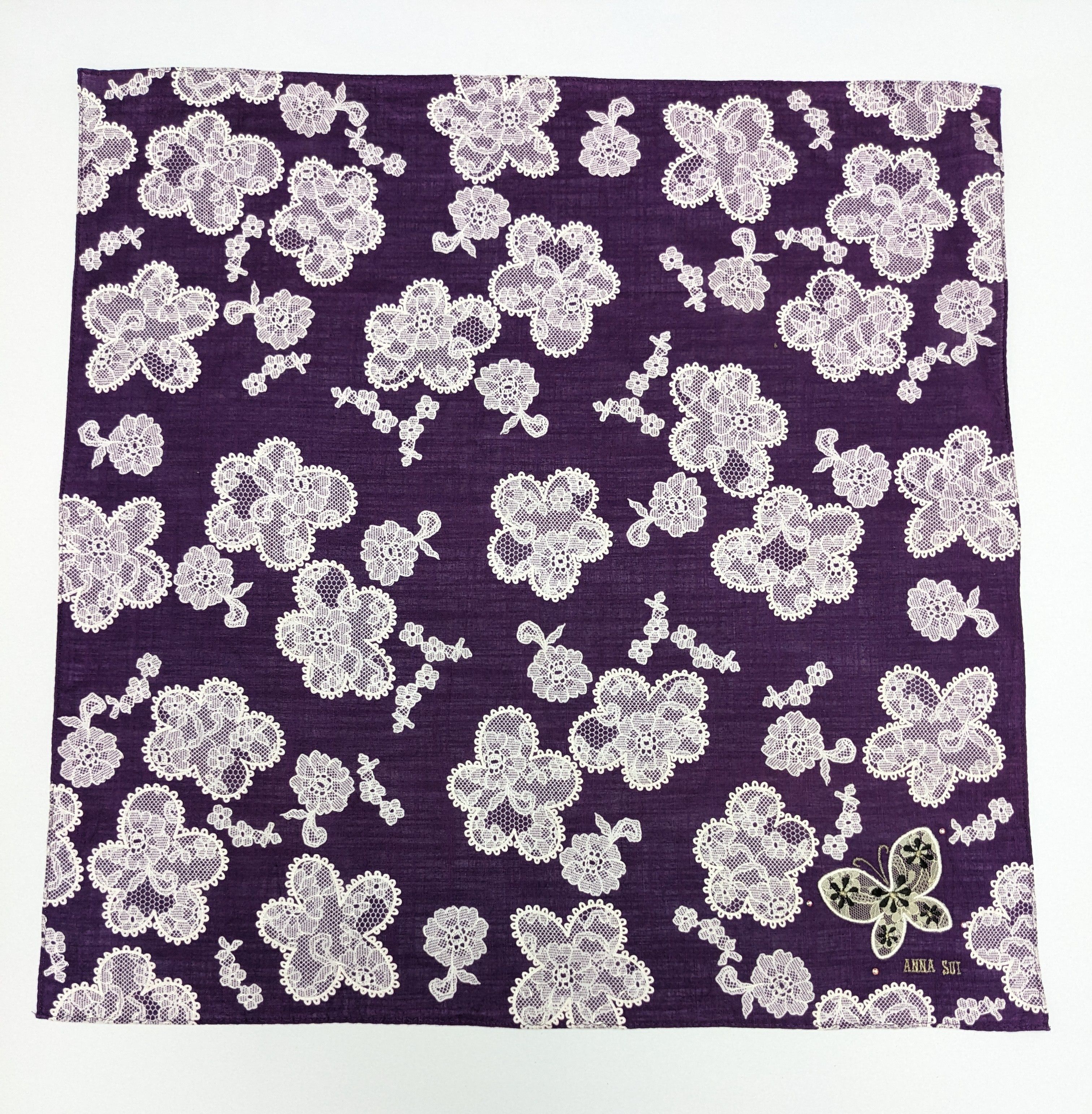 Anna Sui Anna Sui Purple Floral Lace With Rhinestone Accents Size ONE SIZE - 3 Thumbnail