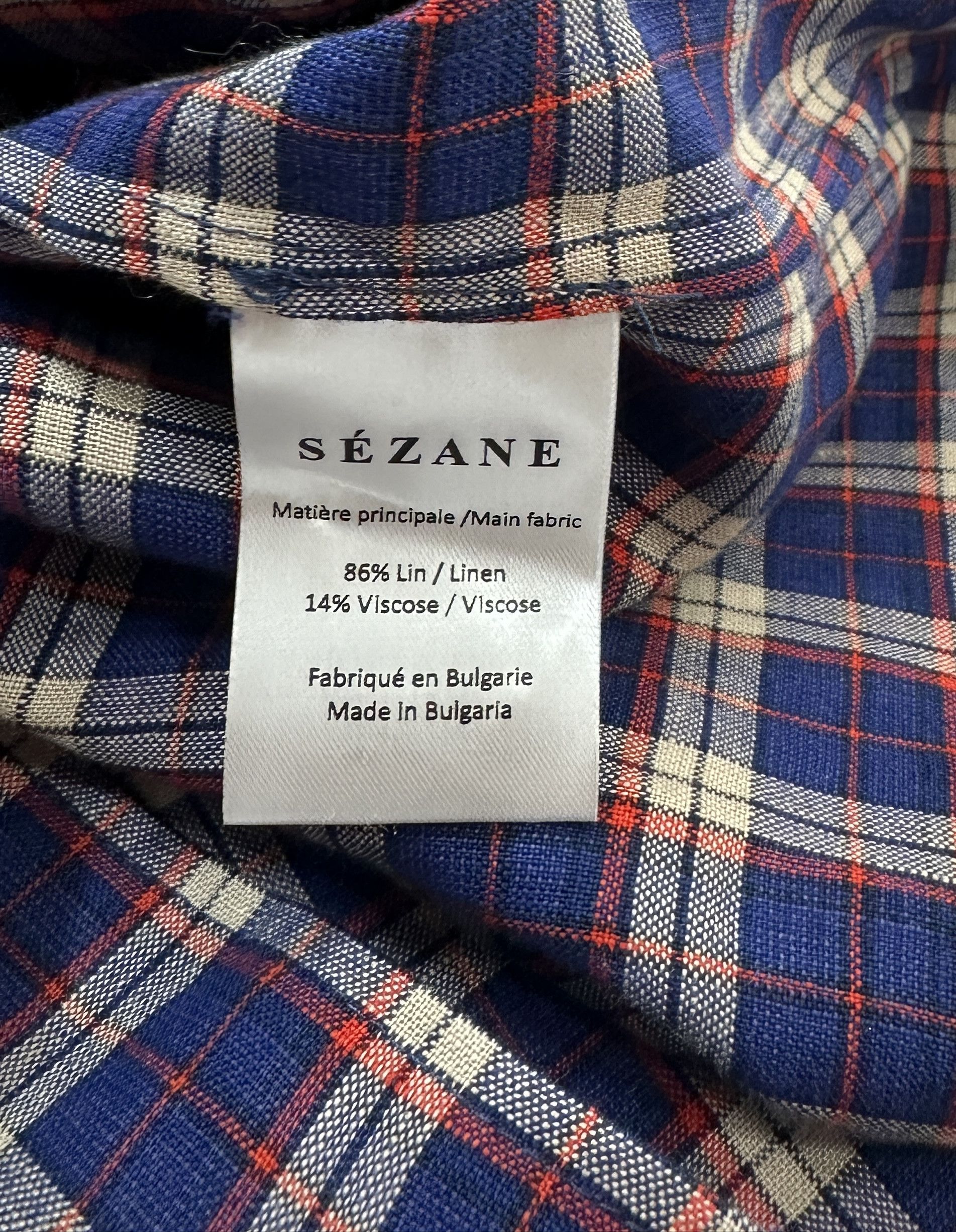 Sezane Linen Tartan Blue Shirt Size S / US 4 / IT 40 - 9 Thumbnail