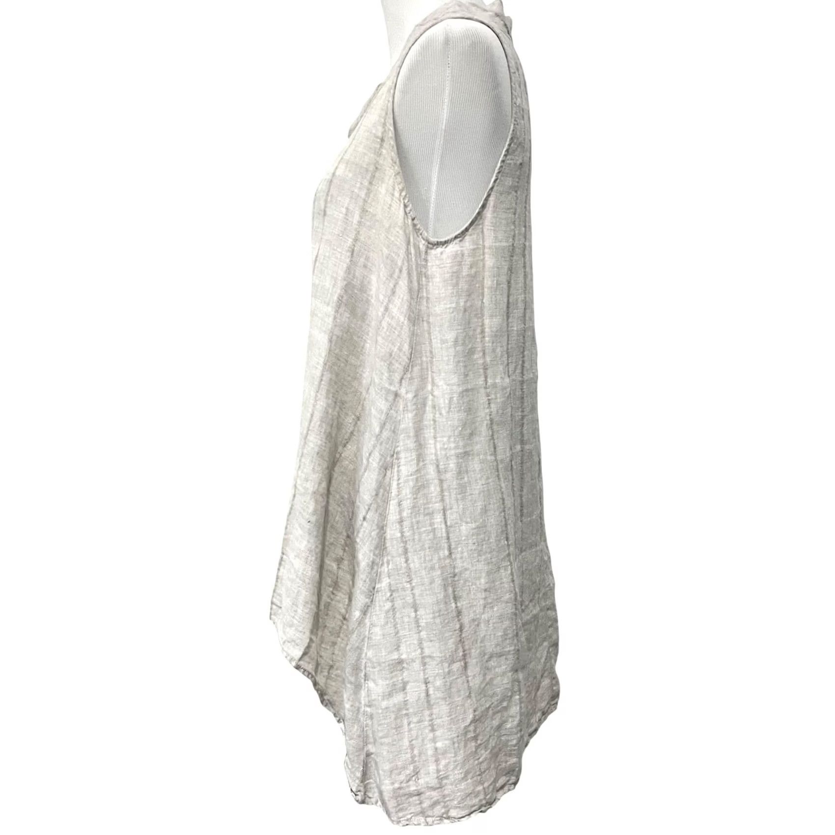Vintage Chalet Et Ceci Tunic Top Womens Linen Cowl Neck Hi Low Size S Beige Blouse Sleeveless Artsy Lagenlook Womens Size S / US 4 / IT 40 - 3 Thumbnail