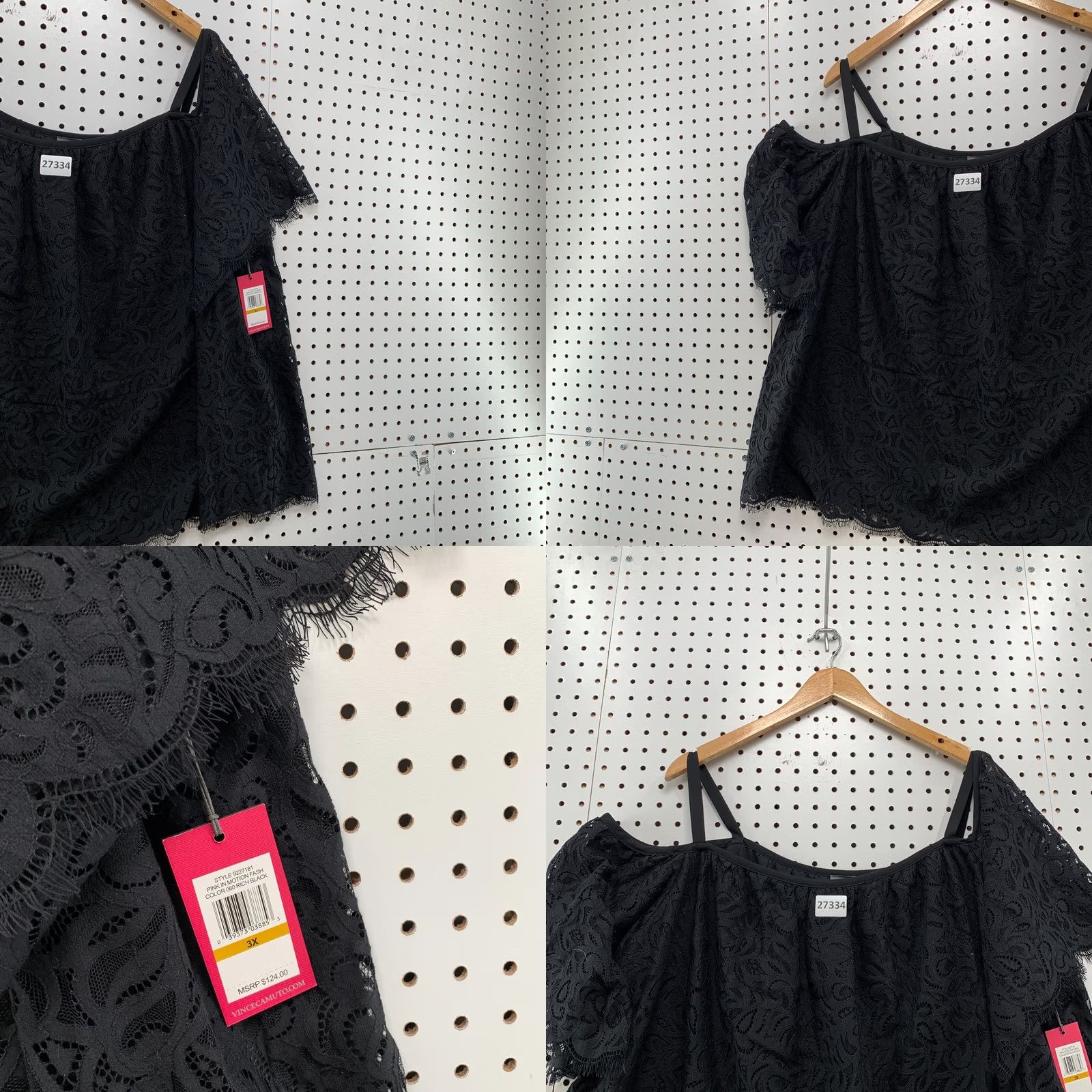 Vince Camuto Vince Camuto Black 3X Pale Dahlia Lace Cold Shoulder Top Womens NWT 24 Size XXL / US 16-18 / IT 52-54 - 8 Thumbnail