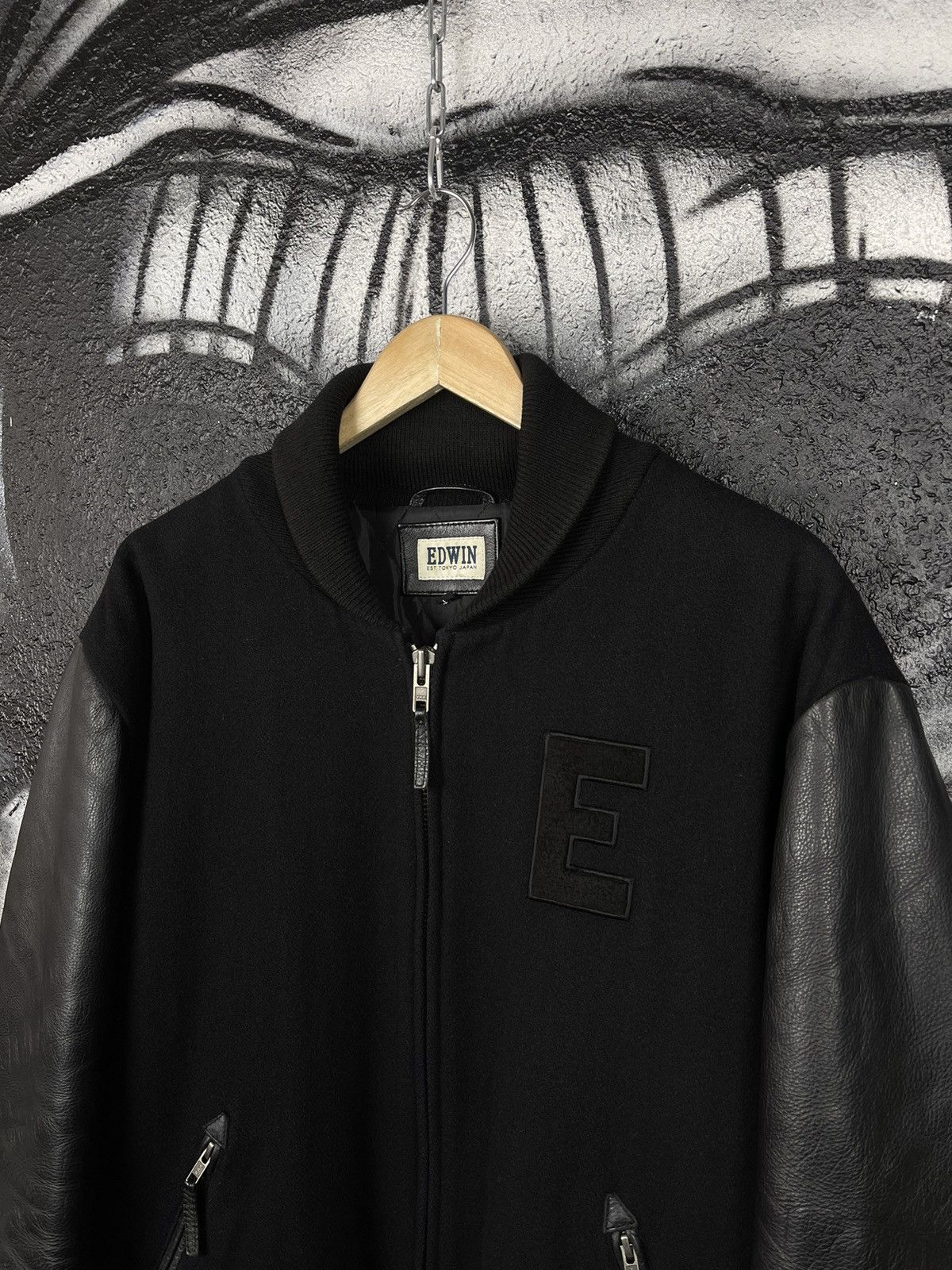 Edwin Edwin Wool/Leather Baseball Bomber Jacket Size L Size US L / EU 52-54 / 3 - 4 Thumbnail