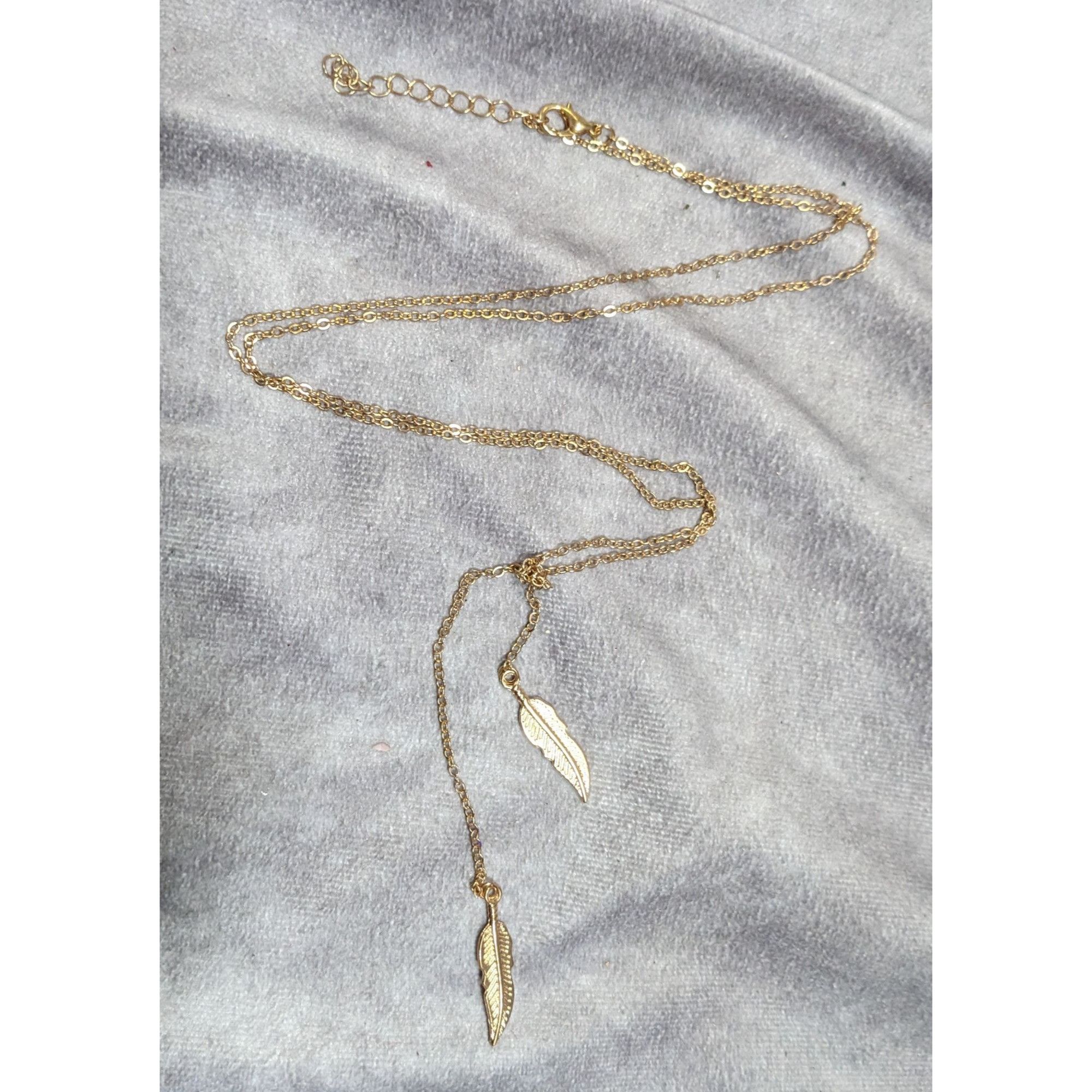 Other Nature Inspired Bohemian Feather Charm Gold Tone Lariat Neck Size ONE SIZE - 6 Thumbnail