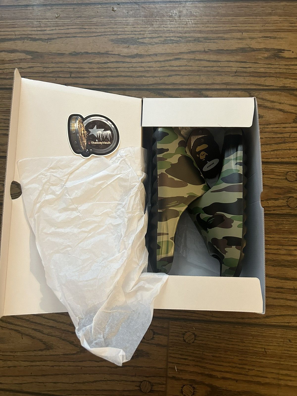 Bape Bape 1st Camo Green Camo “Yeezy” Slides | Grailed 