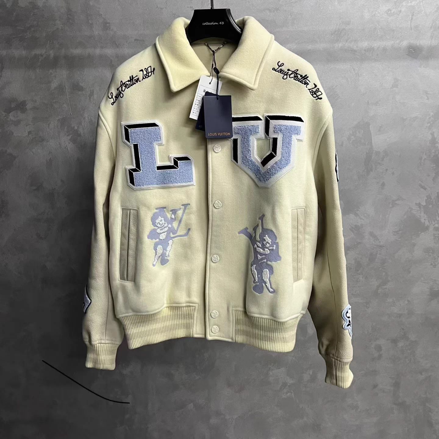 Louis Vuitton LV White Colorblock Logo Patch Leather Baseball Jacket Size US L / EU 52-54 / 3 - 1 Thumbnail