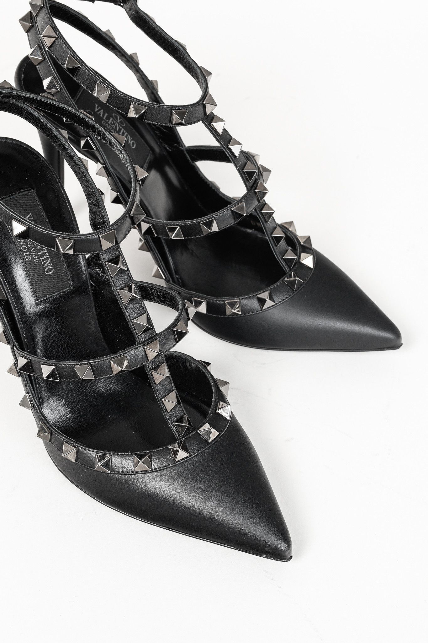 Valentino Valentino Garavani Rockstud Noir Leather Ankle Strap Pumps Size US 6.5 / IT 36.5 - 6 Thumbnail