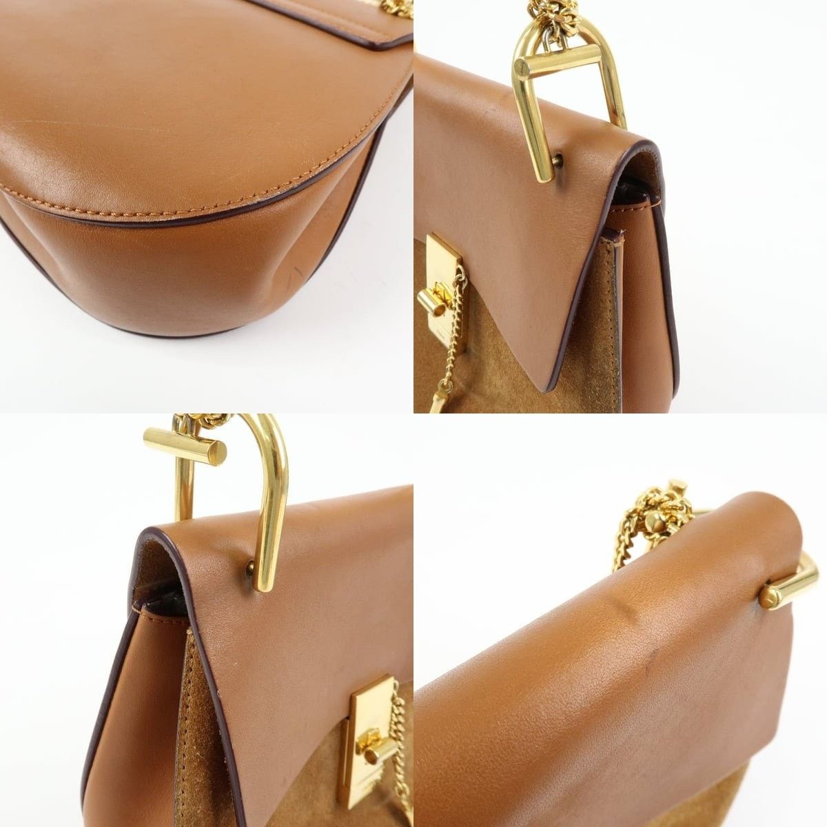 Chloe Chloe Drew Leather & Suede Shoulder Bag Tan Size ONE SIZE - 5 Thumbnail