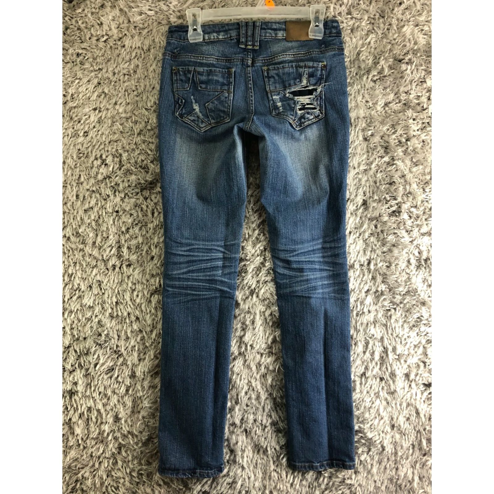 Vintage ZCO Jeans Low Rise Straight Leg Womens Size 7 Distressed Pocket Blue Jeans Size 28" / US 6 / IT 42 - 5 Thumbnail