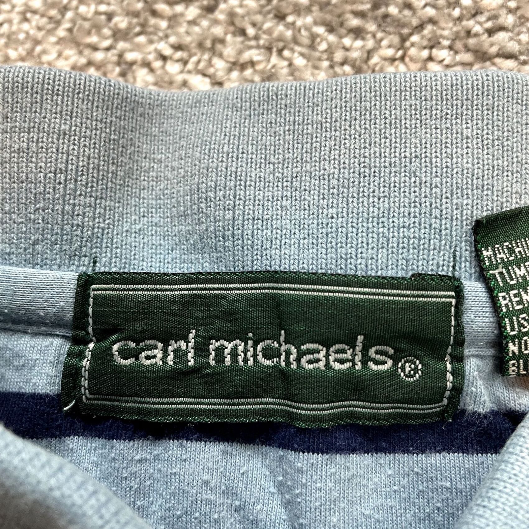 Vintage VINTAGE Carl Michaels Polo Shirt Mens L Light Blue Striped Pocket Collared Rugby Size US L / EU 52-54 / 3 - 3 Thumbnail