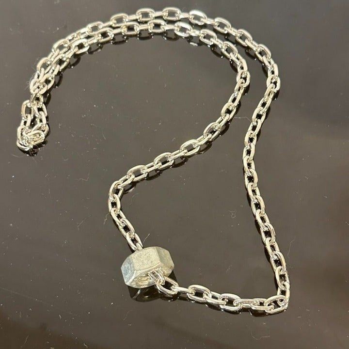 Handmade Silver Stainless Steel Strand Necklace Punk Gift Nuts Bolts Size ONE SIZE - 3 Thumbnail