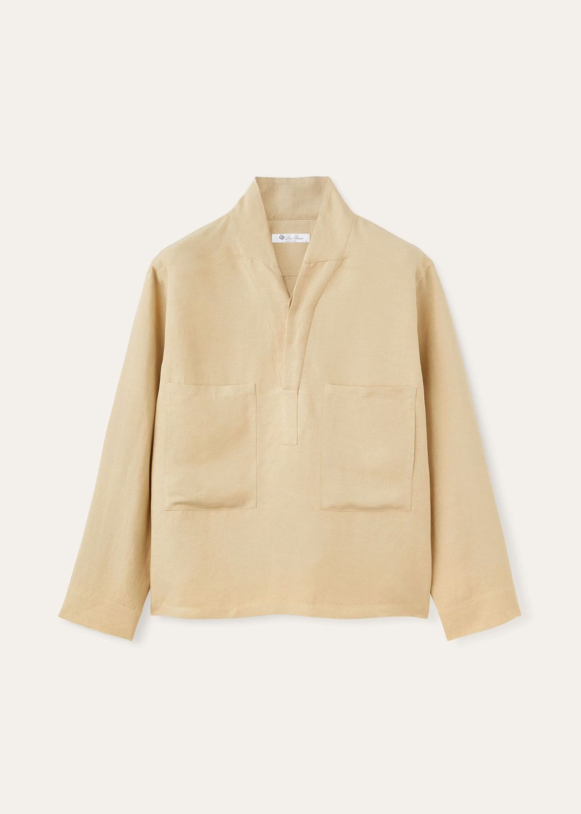 Loro Piana o1srvl11e0325 FAN6945 Biwa Silk Shirt in Beige Size US XL / EU 56 / 4 - 1 Thumbnail
