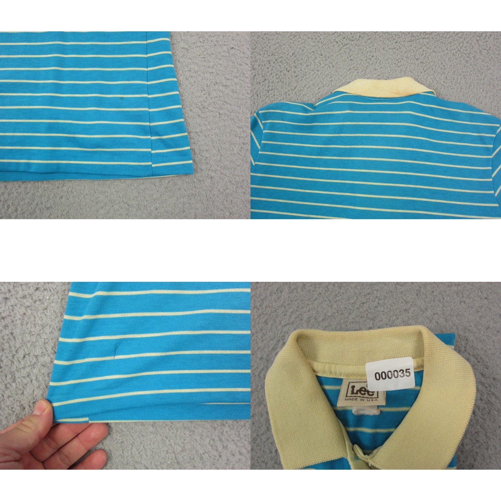 Lee VINTAGE LEE Polo Shirt Womens Large Blue Striped Made in USA Golf 70s 60s Size L / US 10 / IT 46 - 9 Thumbnail