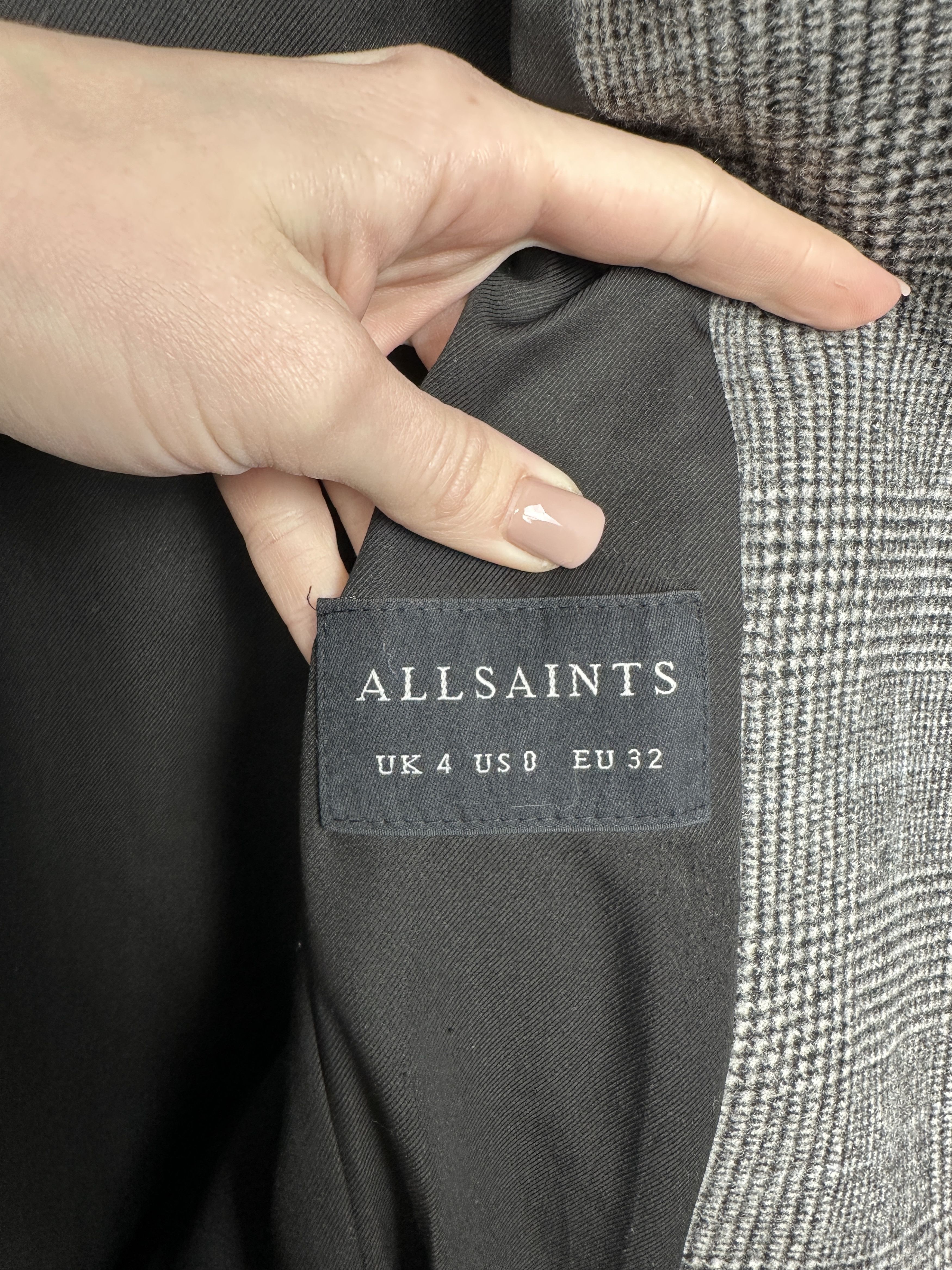 Allsaints Allsaints Womens Leni Check Wool Coat Jacket Size XS / US 0-2 / IT 36-38 - 3 Thumbnail