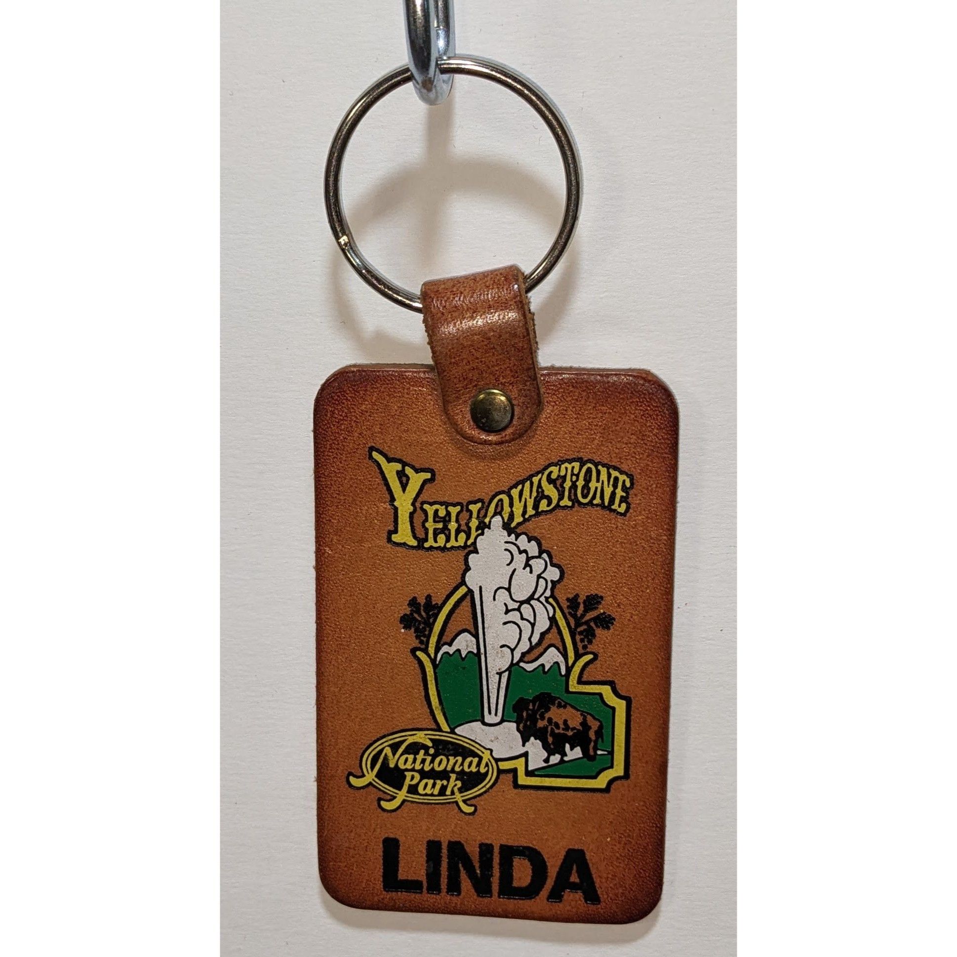 Other Yellowstone National Park Leather Keychain With "Linda" Pers Size ONE SIZE - 1 Thumbnail