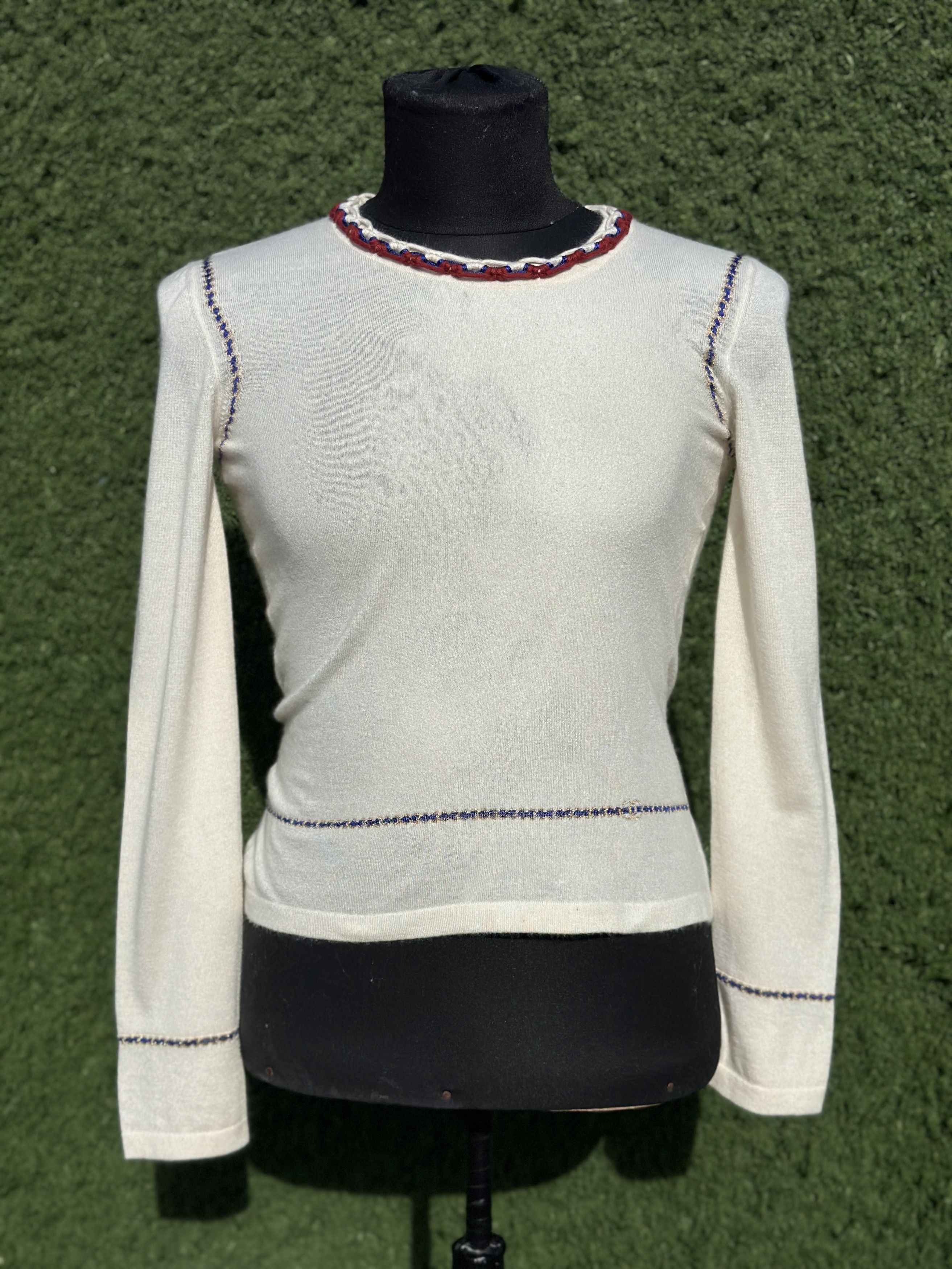 Chanel 2006 Cashmere Ivory Knit Sweater Archive Size 38