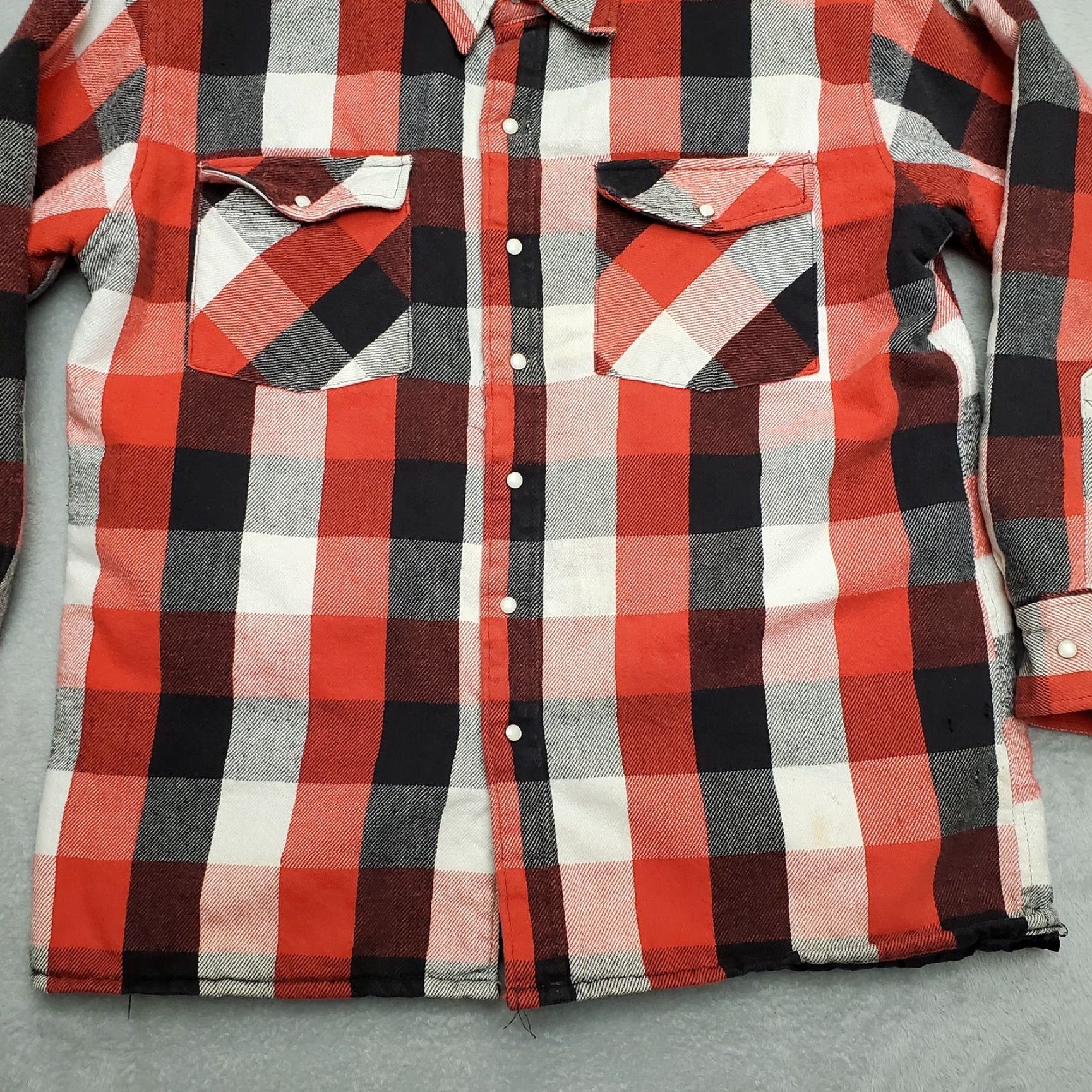 Vintage VINTAGE Five Brothers Shirt Jacket Mens XL Red Plaid Outdoor Lined Pearlsnap Buttons Snap Pockets Casual Twill Cotton Long Sleeve Collar Mens XL Red Size US XL / EU 56 / 4 - 4 Thumbnail