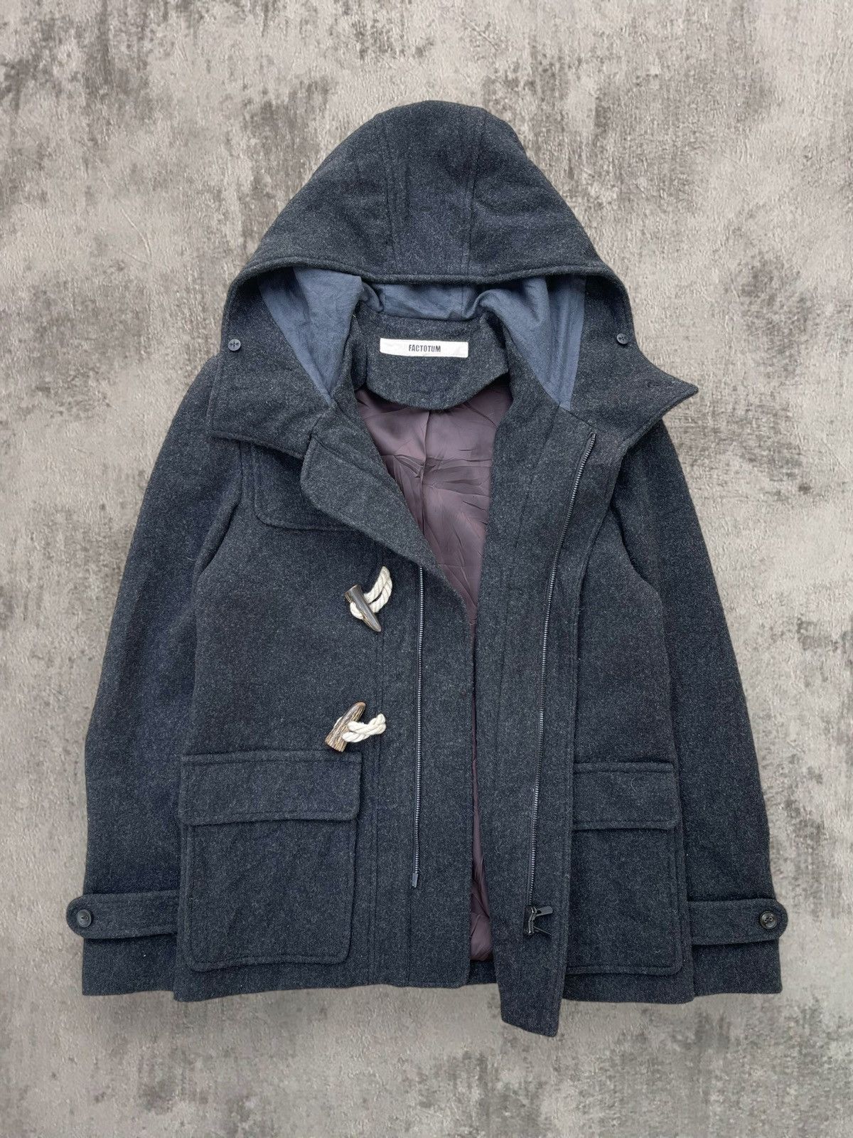 FACTOTUM 🔥 FACTOTUM JAPAN WOOL DUFFLE HOODIE JACKET Size US S / EU 44-46 / 1 - 4 Thumbnail