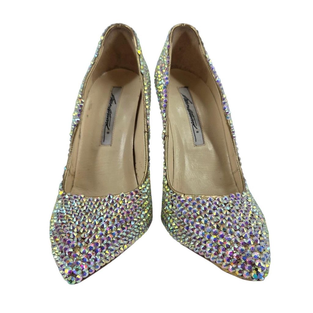 Brian Atwood Custom Rhinestone Gold Heels | Brian Atwood | Size 37 1/2 Size US 7.5 / IT 37.5 - 4 Thumbnail
