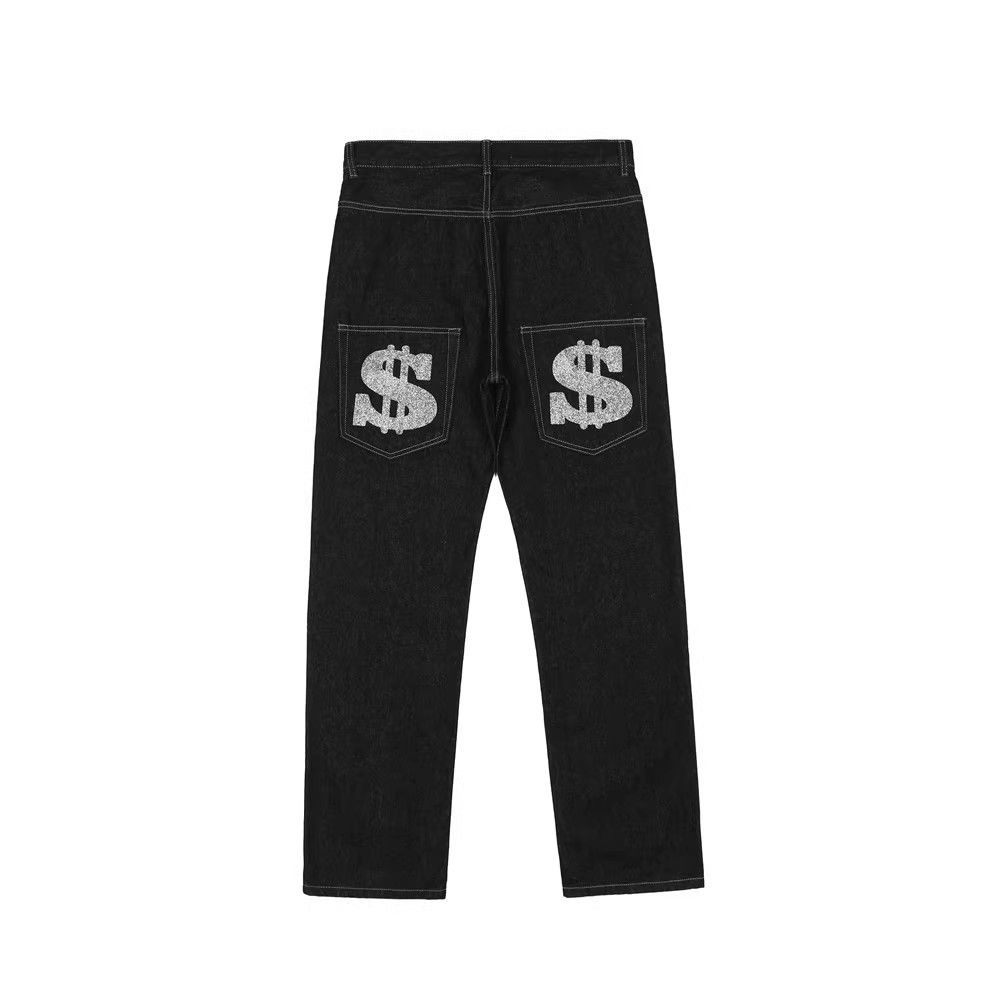 Japanese Brand Dollar print men's high street casual jeans y2k Size US 32 / EU 48 - 1 Thumbnail