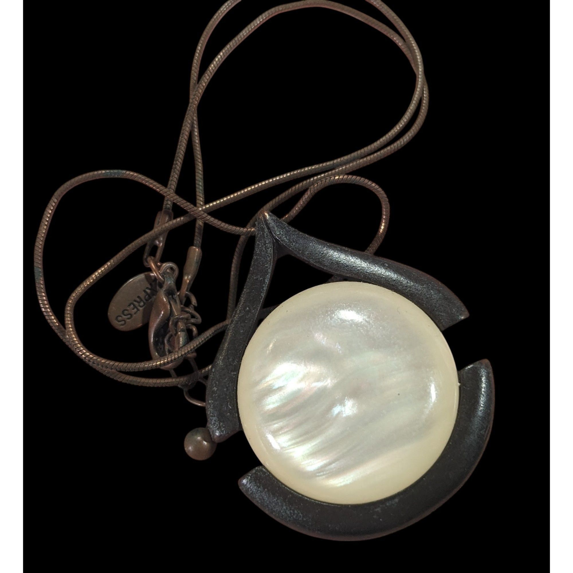 Express Express Art Deco Glass Cabochon Antiqued Gold Tone Pendant N Size ONE SIZE - 3 Thumbnail