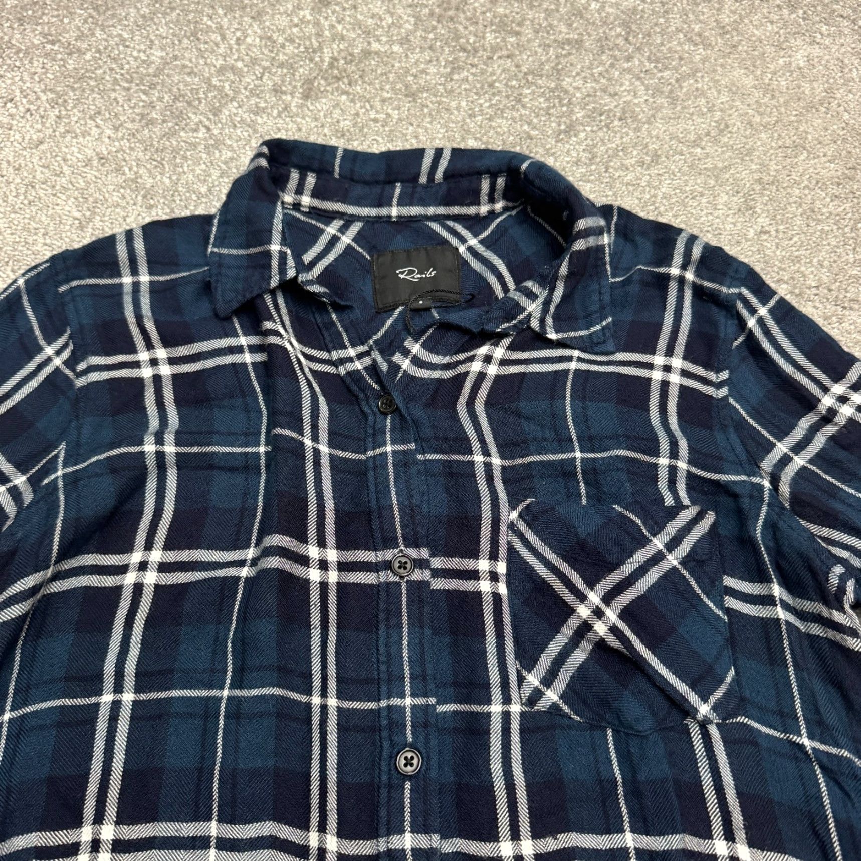 Rails Rails Button Down Shirt Dress Womens Small Petite Navy Plaid Flannel Tunic Size S / US 4 / IT 40 - 5 Thumbnail