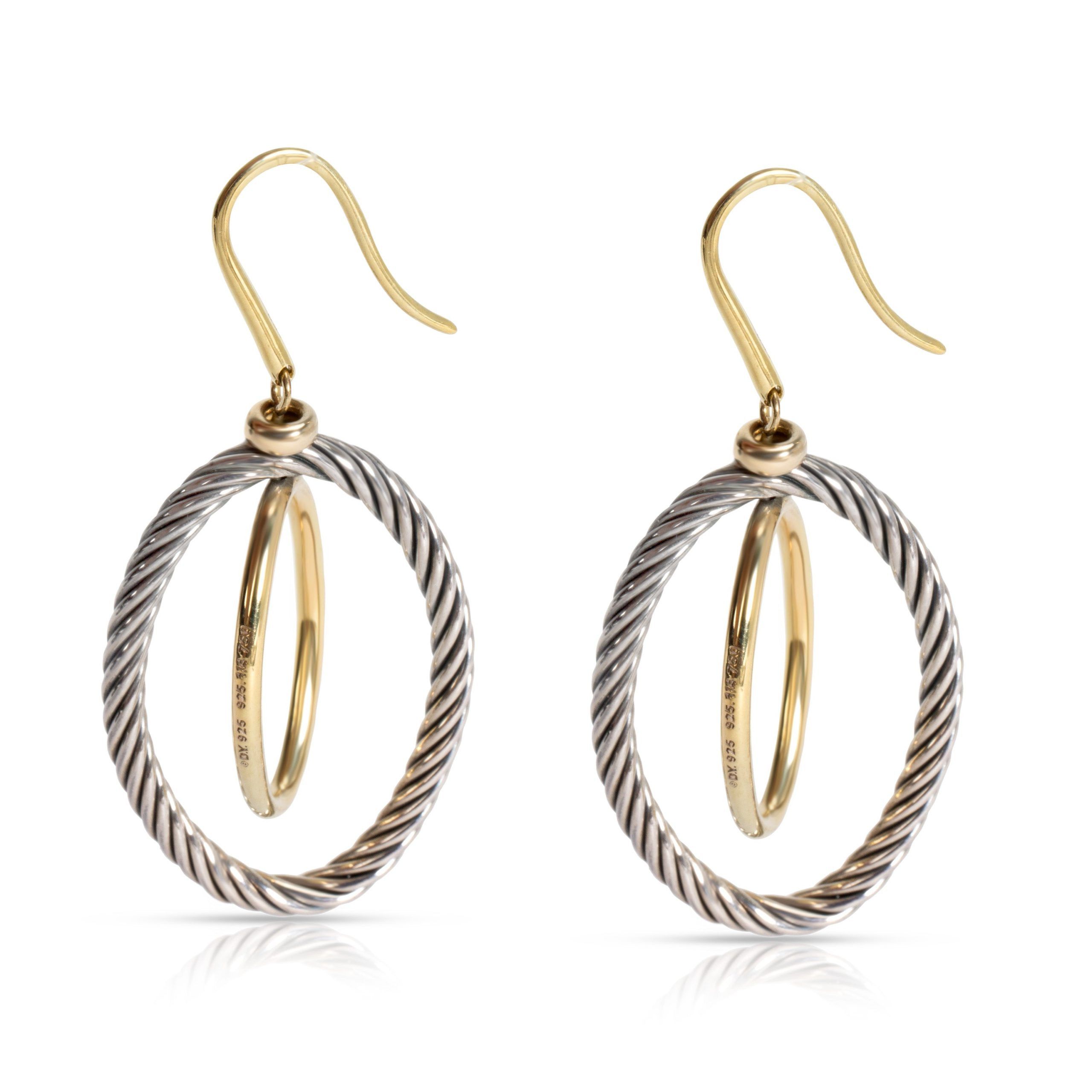 image of David Yurman Oval Mobile Hoop Earrings In 18K Yellow Gold/sterling Silver, Women's