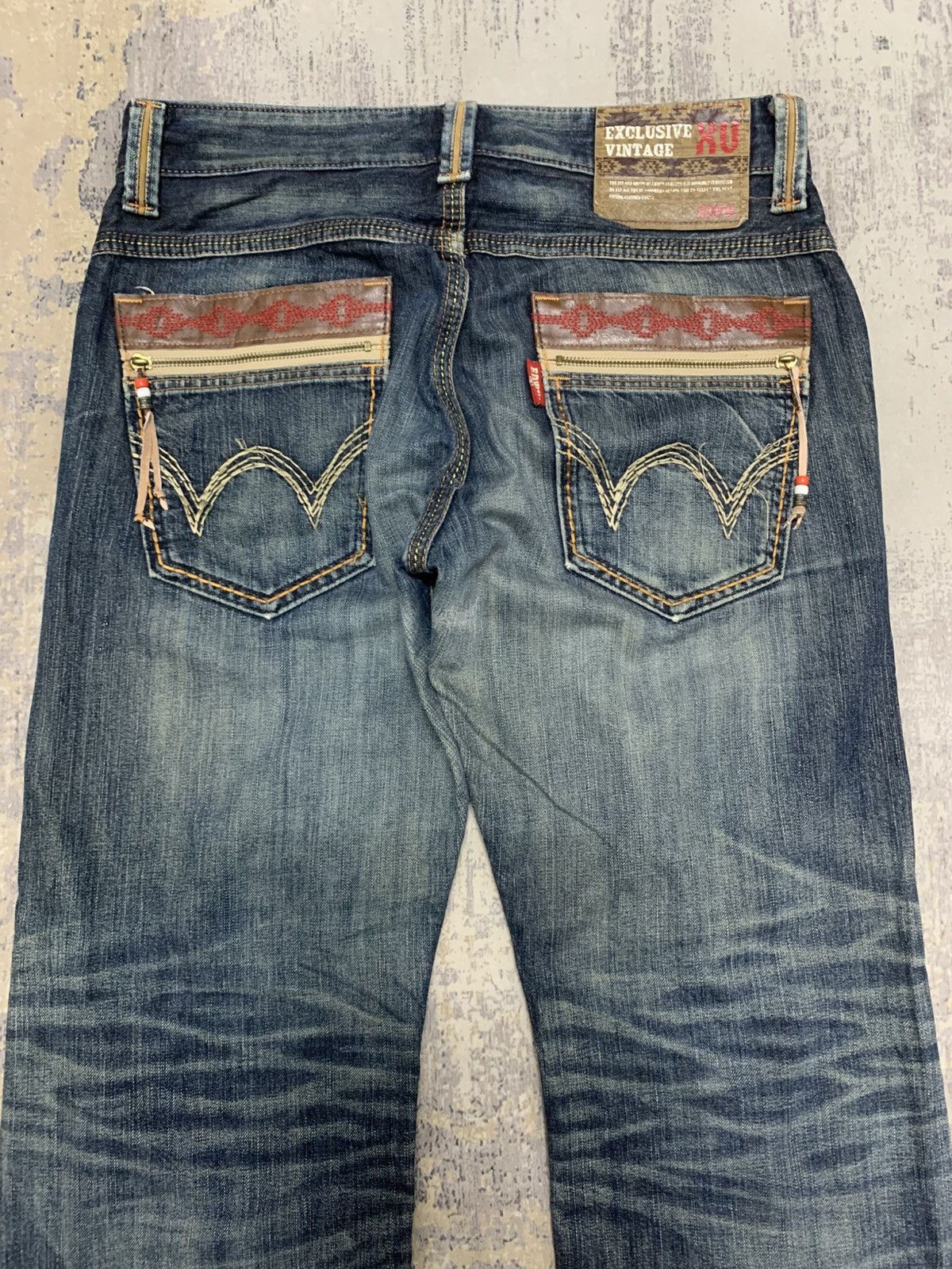 If Six Was Nine Edwin XV Navajo Distress Faded Denim Bootcut Mudmax Goa Size US 34 / EU 50 - 9 Thumbnail