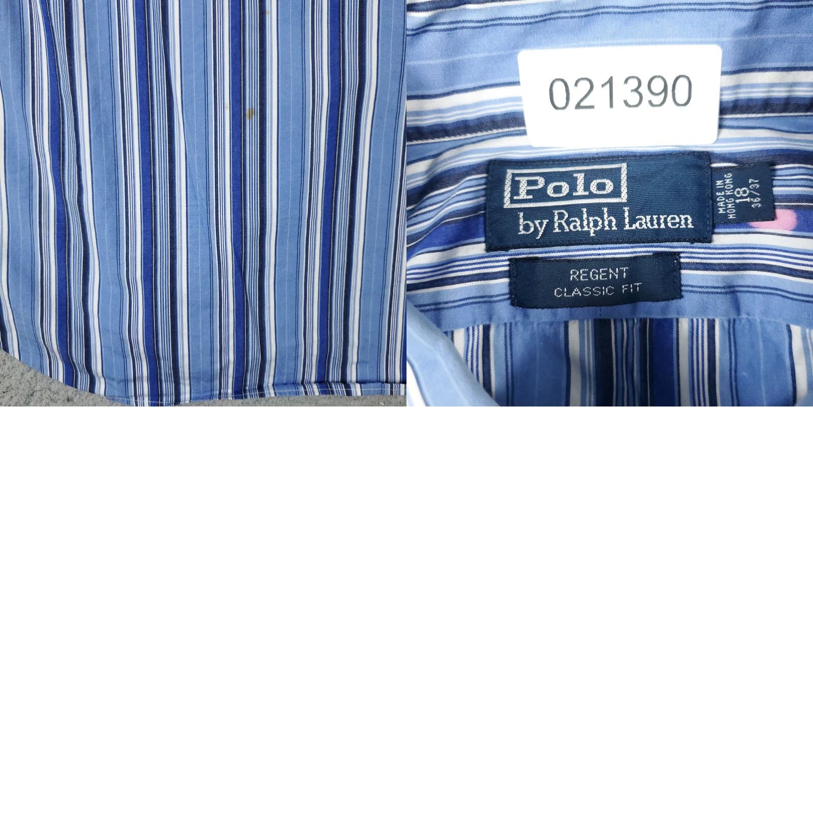 Ralph Lauren Ralph Lauren Dress Shirt Blue Striped Cotton Long Sleeve Button-Down Men’s Size 18 Stained Size 48R - 8 Thumbnail