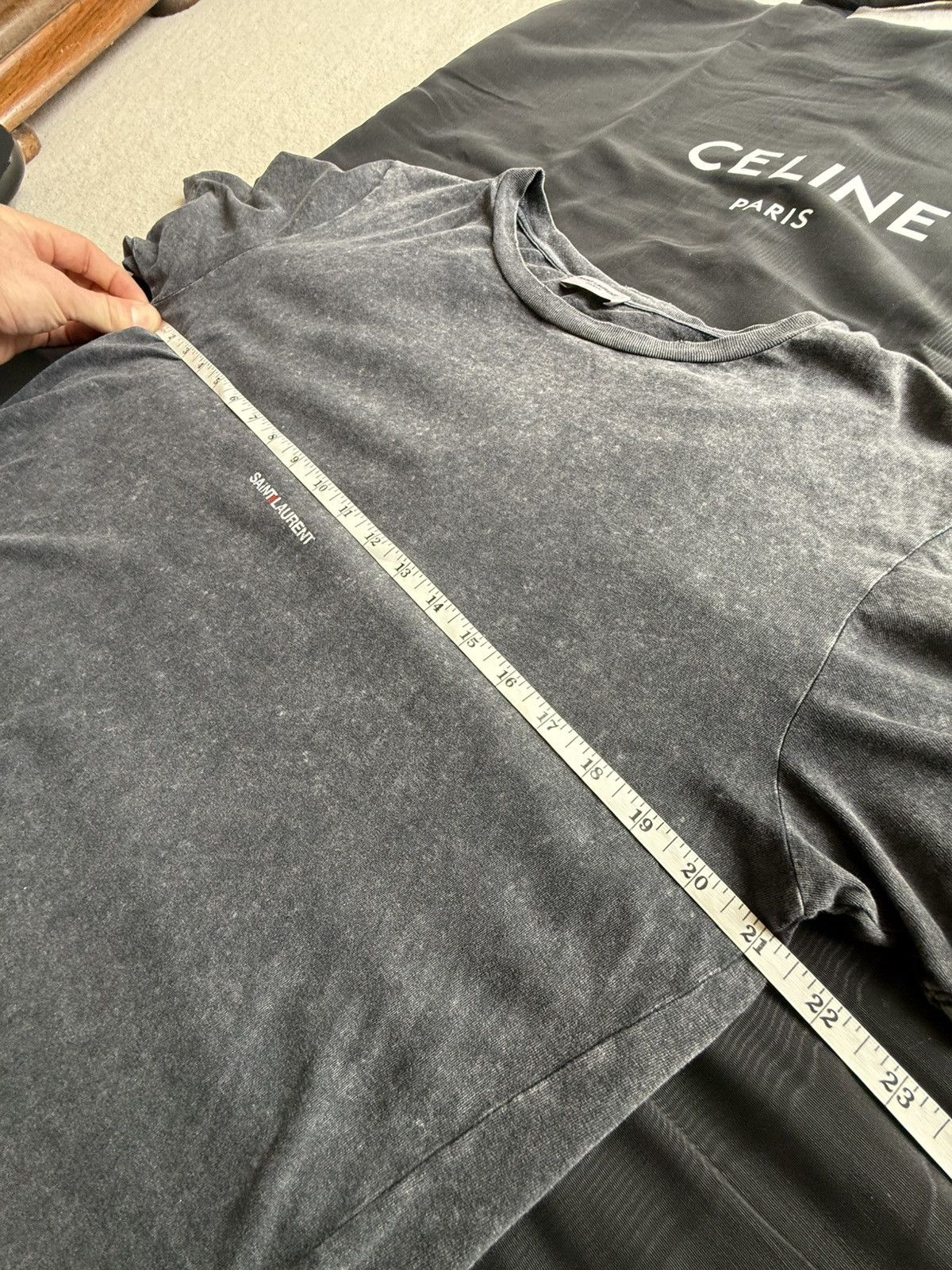 Saint Laurent Paris SS19 Saint Laurent Rive Gauche logo acid wash T shirt grail Size US S / EU 44-46 / 1 - 5 Thumbnail
