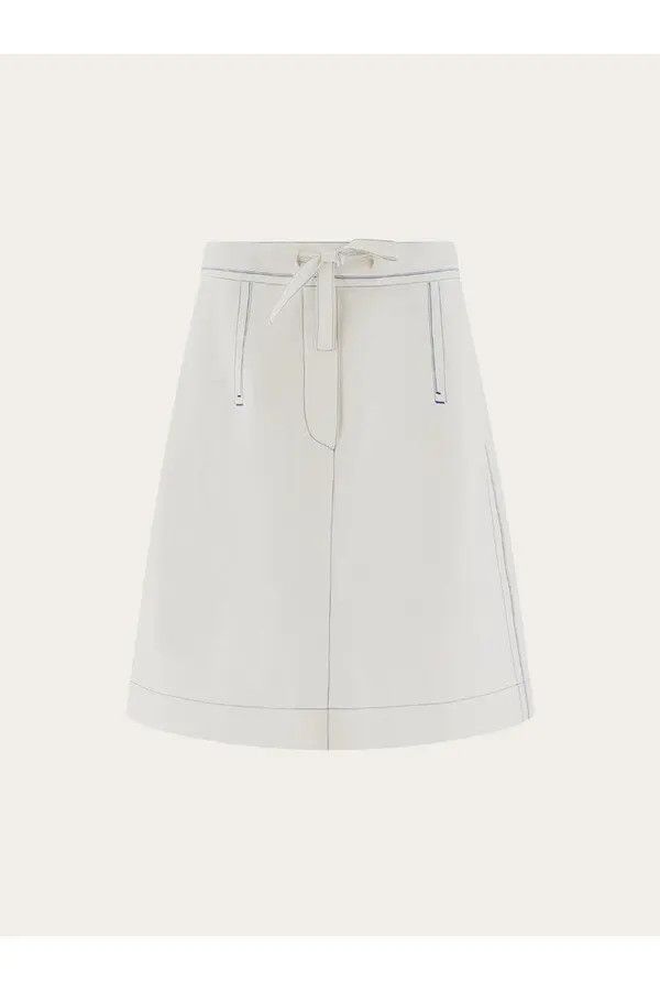 Salvatore Ferragamo o1s1rm0126 Drawstring Skirt in White Size 28" / US 6 / IT 42 - 1 Thumbnail