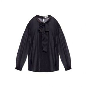 Saint Laurent Paris o1bcso1str0924 Muslin Crepe Blouse in Black Size US M / EU 48-50 / 2 - 1 Preview