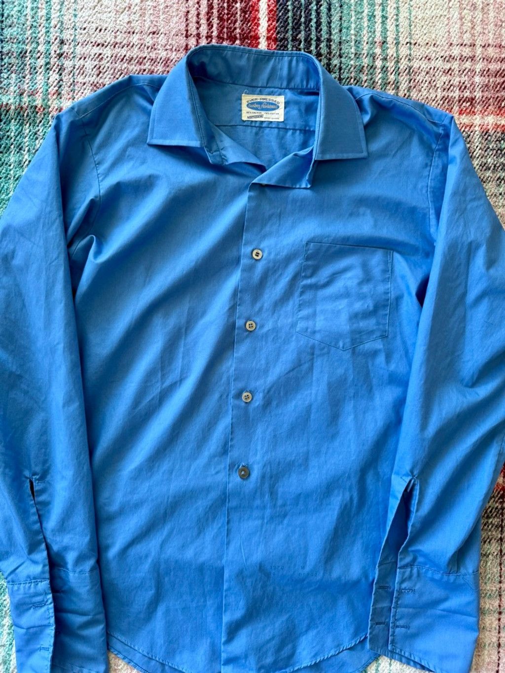 Vintage 60s Blue French Cuff Dress Shirt M Size US M / EU 48-50 / 2 - 2 Thumbnail
