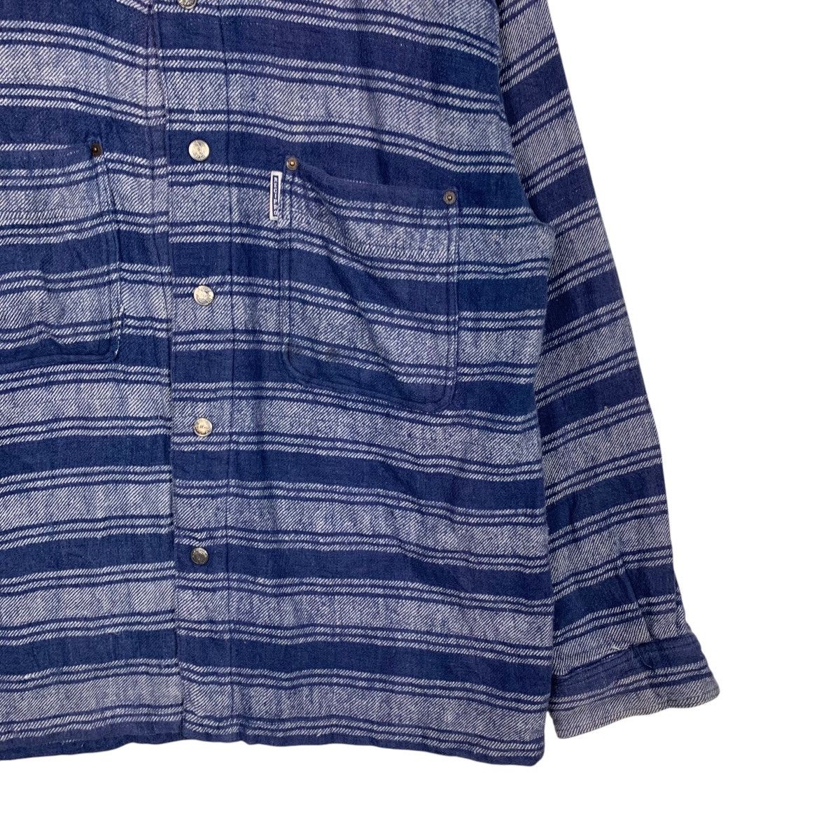 Vintage 90's RECIPRO Blue Stiped Flannel Jacket #2779-C125 Size US L / EU 52-54 / 3 - 7 Thumbnail