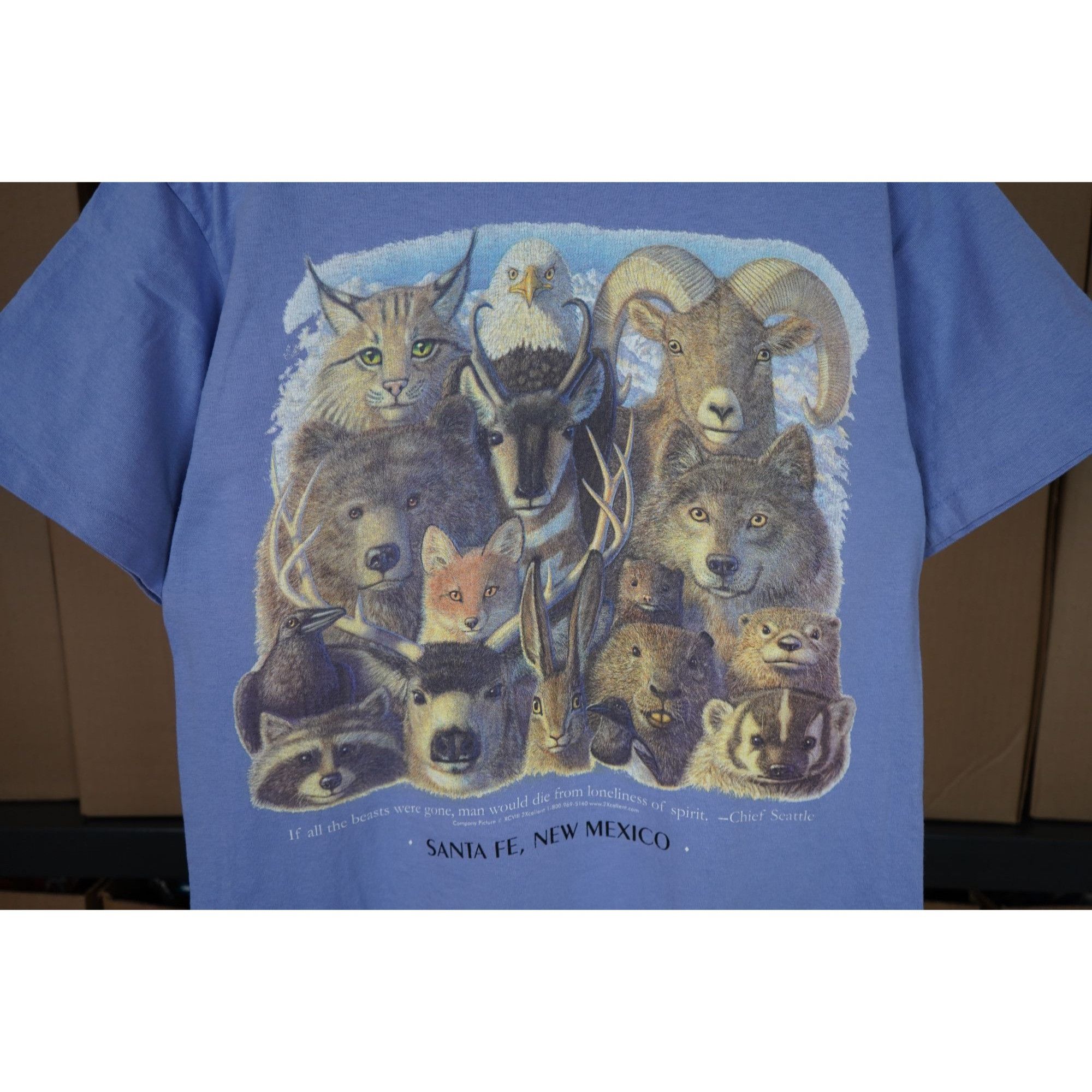 Vintage Men's M Vintage Purple New Mexico Animal Tshirt 90s #441 Size US M / EU 48-50 / 2 - 3 Thumbnail