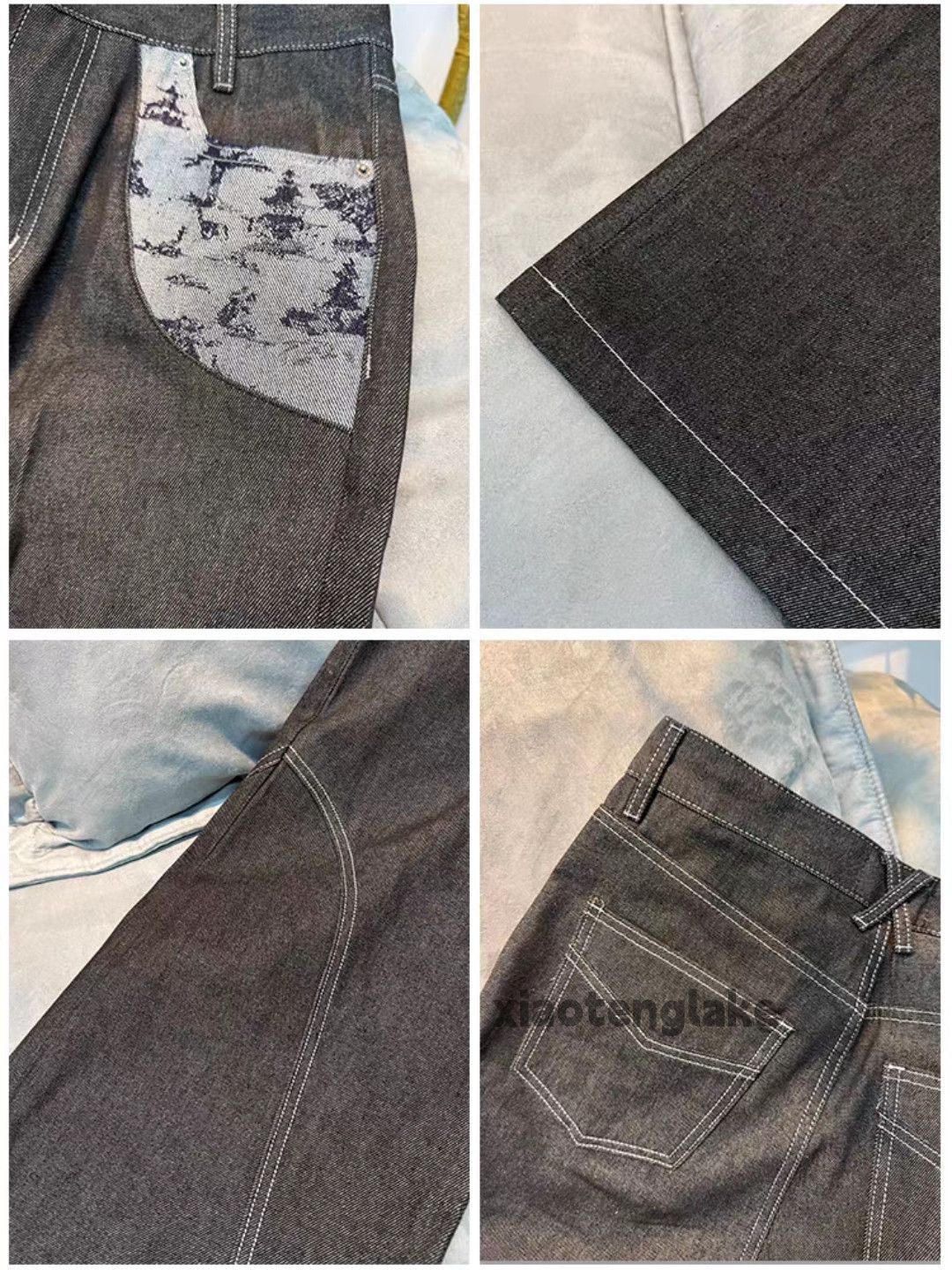 Utility punk yuppie bootcut patchwork cargo jeans