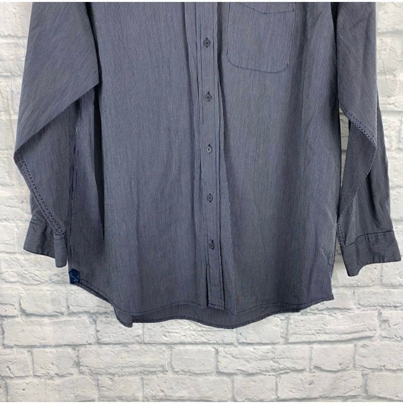 Old Navy Old Navy men XXL button down stripe dress shirt navy blue & Size US XXL / EU 58 / 5 - 2 Thumbnail