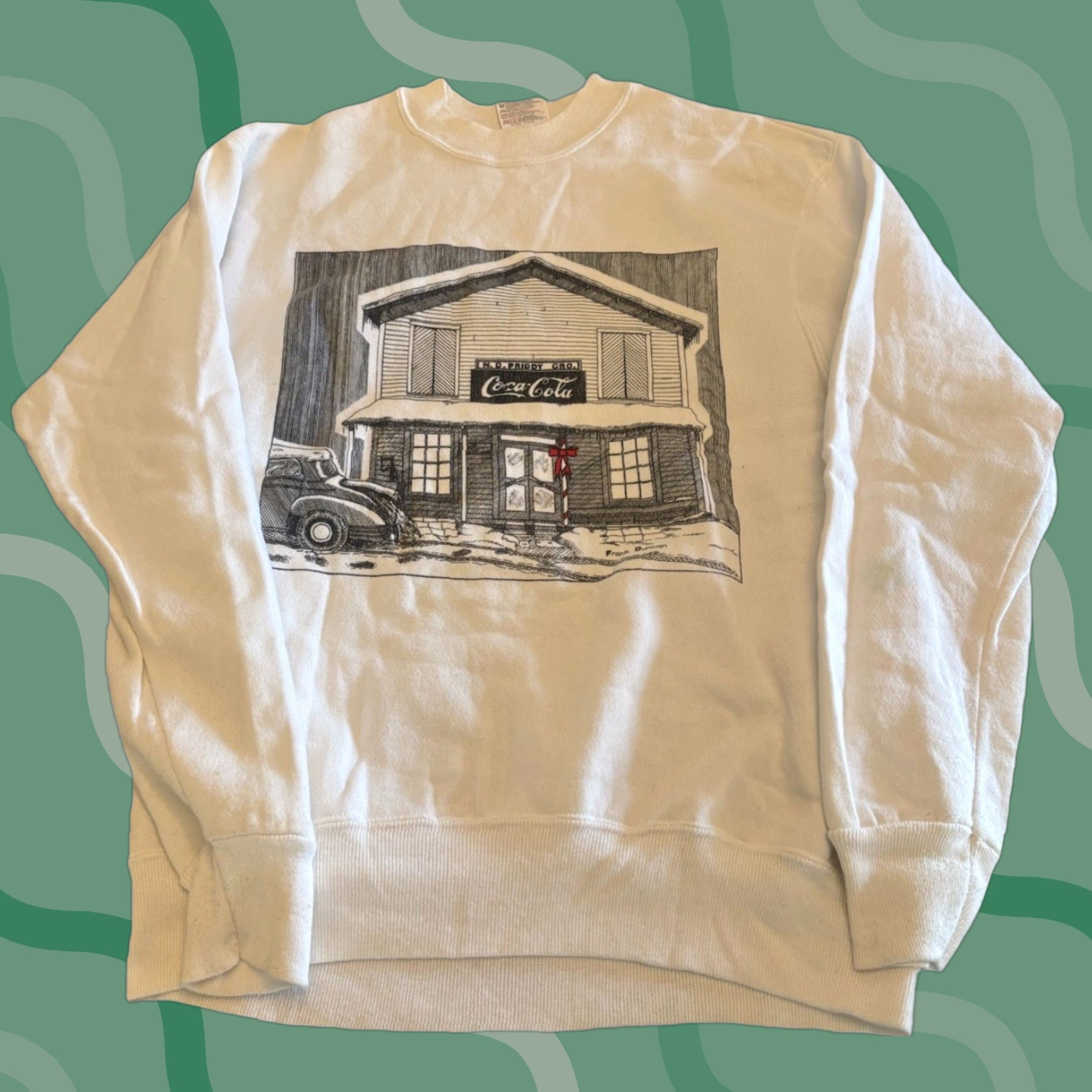 Vintage VINTAGE Coca-Cola Sweatshirt Logo Graphic Print Crew Neck Long Sleeve Cotton Fleece White Medium Mens 80s 90s Classic Pullover All Seasons Size US M / EU 48-50 / 2 - 1 Thumbnail
