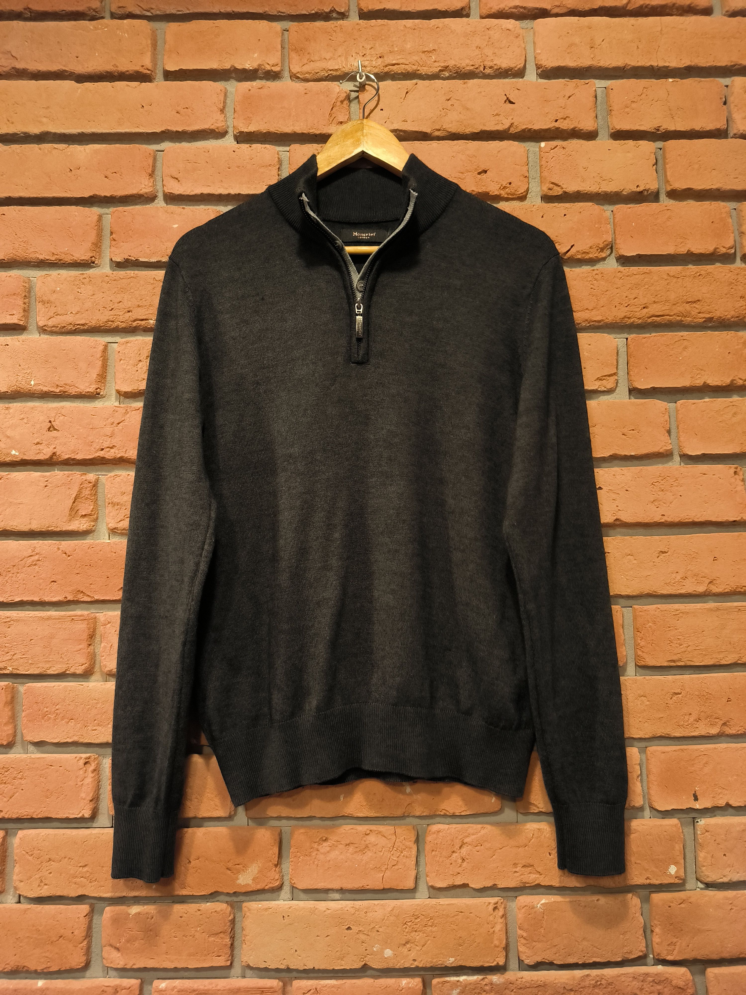Vintage Moncrief London Wool Knitwear Half Zip Basic Gray Size US M / EU 48-50 / 2 - 1 Thumbnail