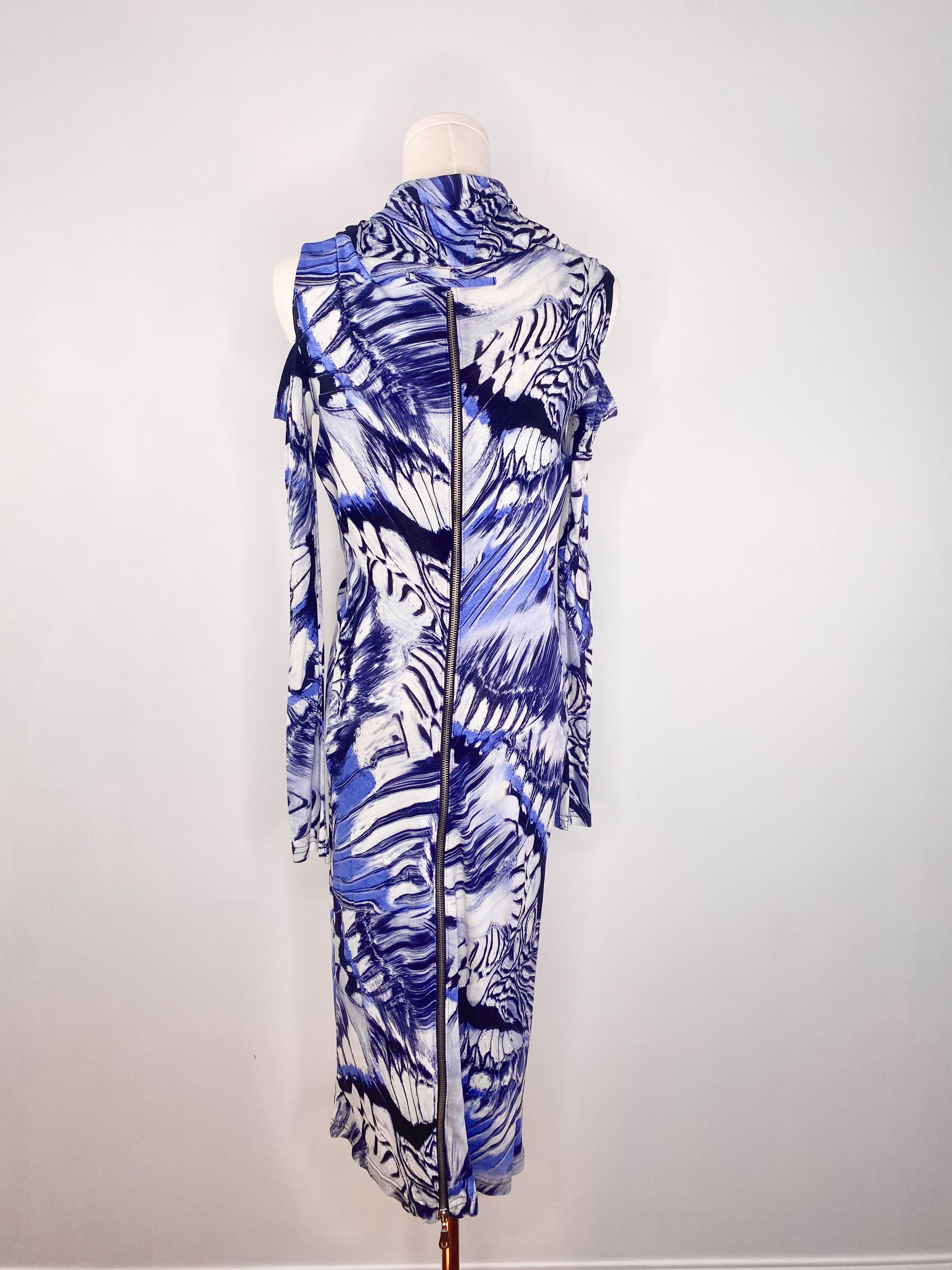 Jean Paul Gaultier Jean Paul Gaultier - Blue Psychedelic Marble Cowl Neck Dress Size M / US 6-8 / IT 42-44 - 8 Thumbnail